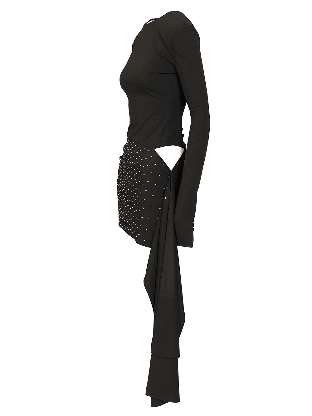Shop Attico Short Dress With Strass In Black