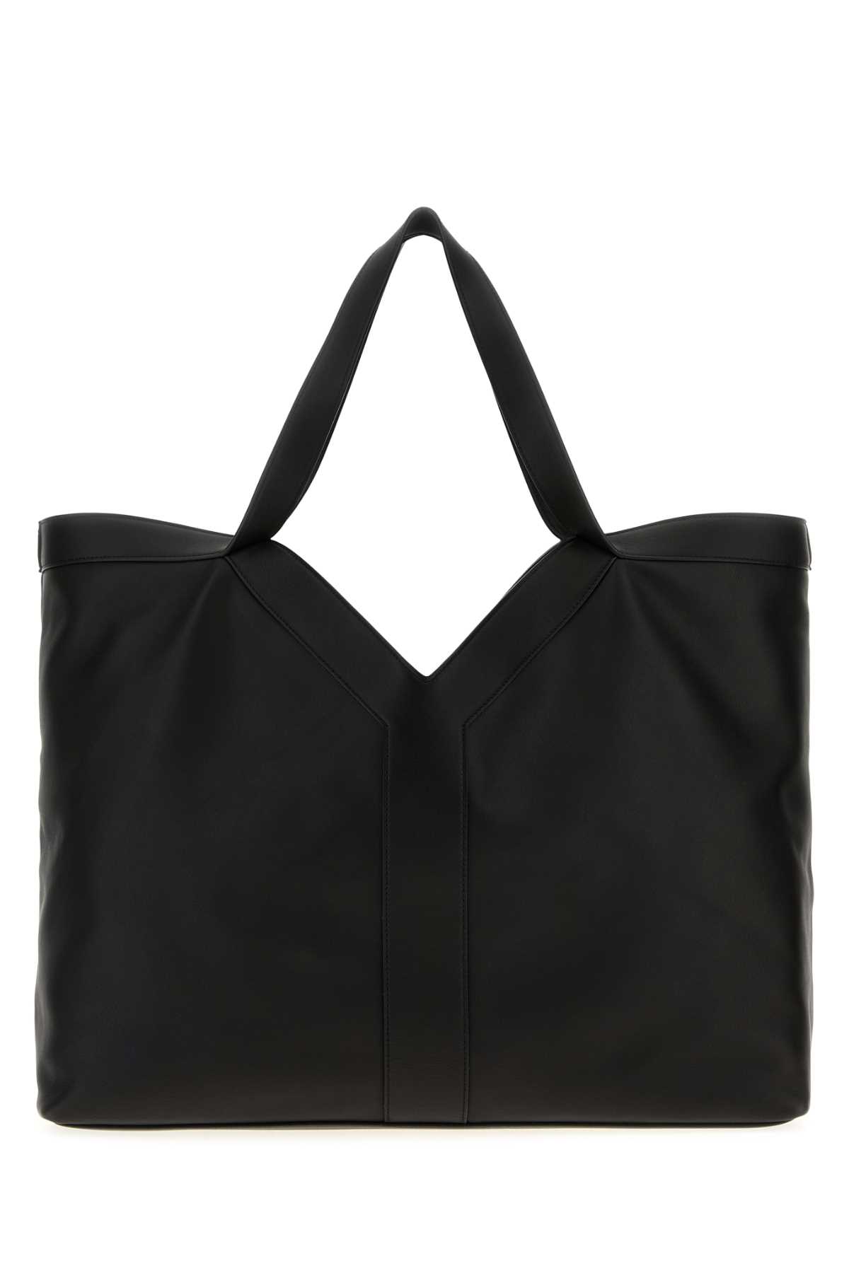 Saint Laurent Black Leather Large Y Shopping Bag In Black
