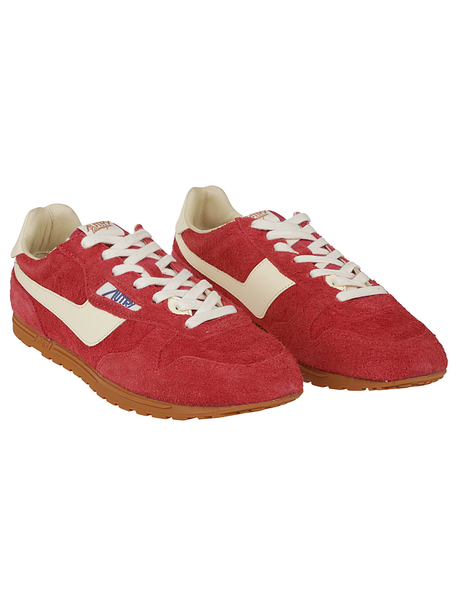 Autry Windspin Sneakers In Suede And Parrot Leather And Rutabaga In Red/rutabaga