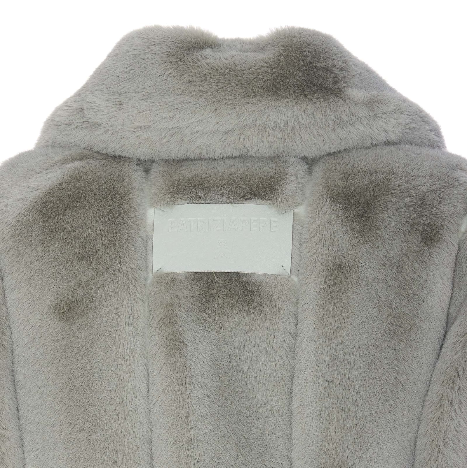 Shop Patrizia Pepe Fake Fur Jacket In Grey