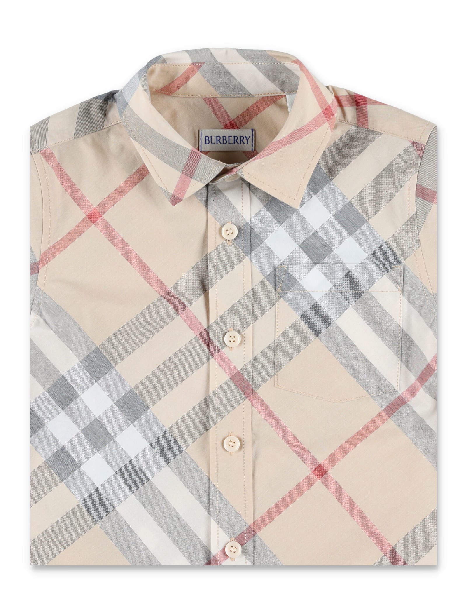 Burberry Boy's Owen Check-print Button Down Shirt In Pale Stone