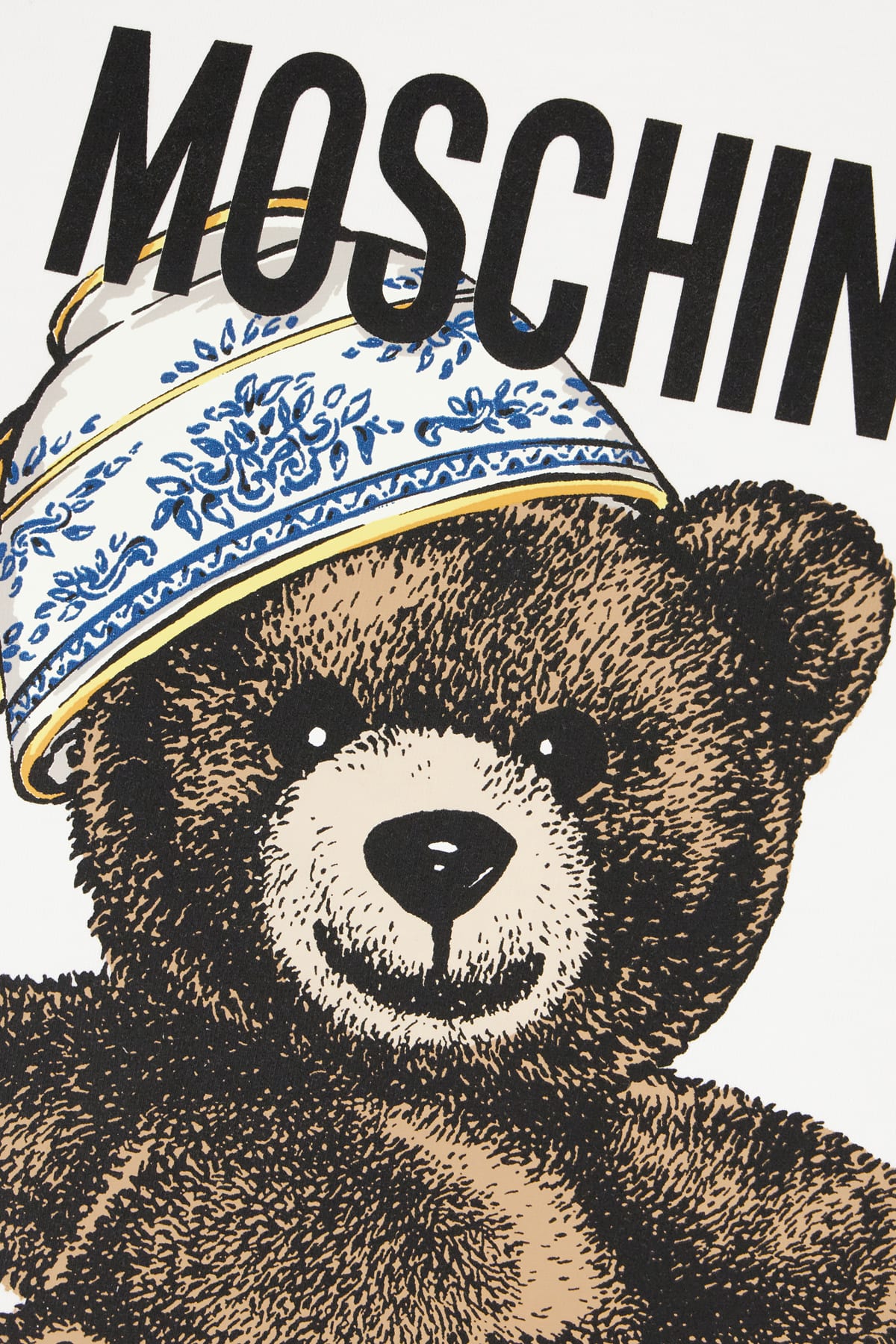 Moschino Short Sleeve Crew Neck Graphic Print Top In White