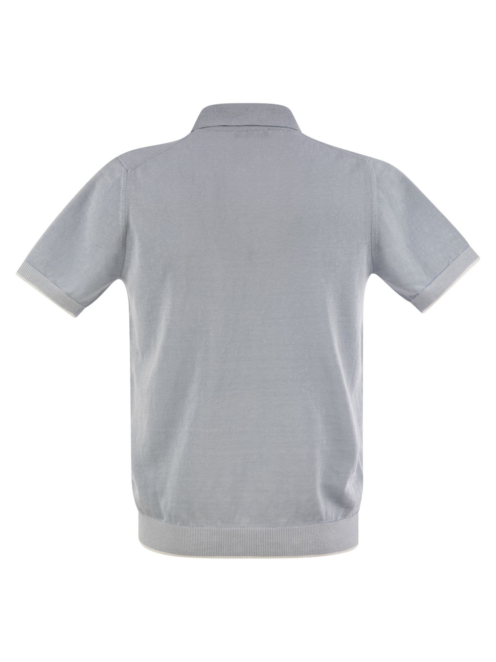Peserico Polo Shirt In Linen And Cotton Yarn