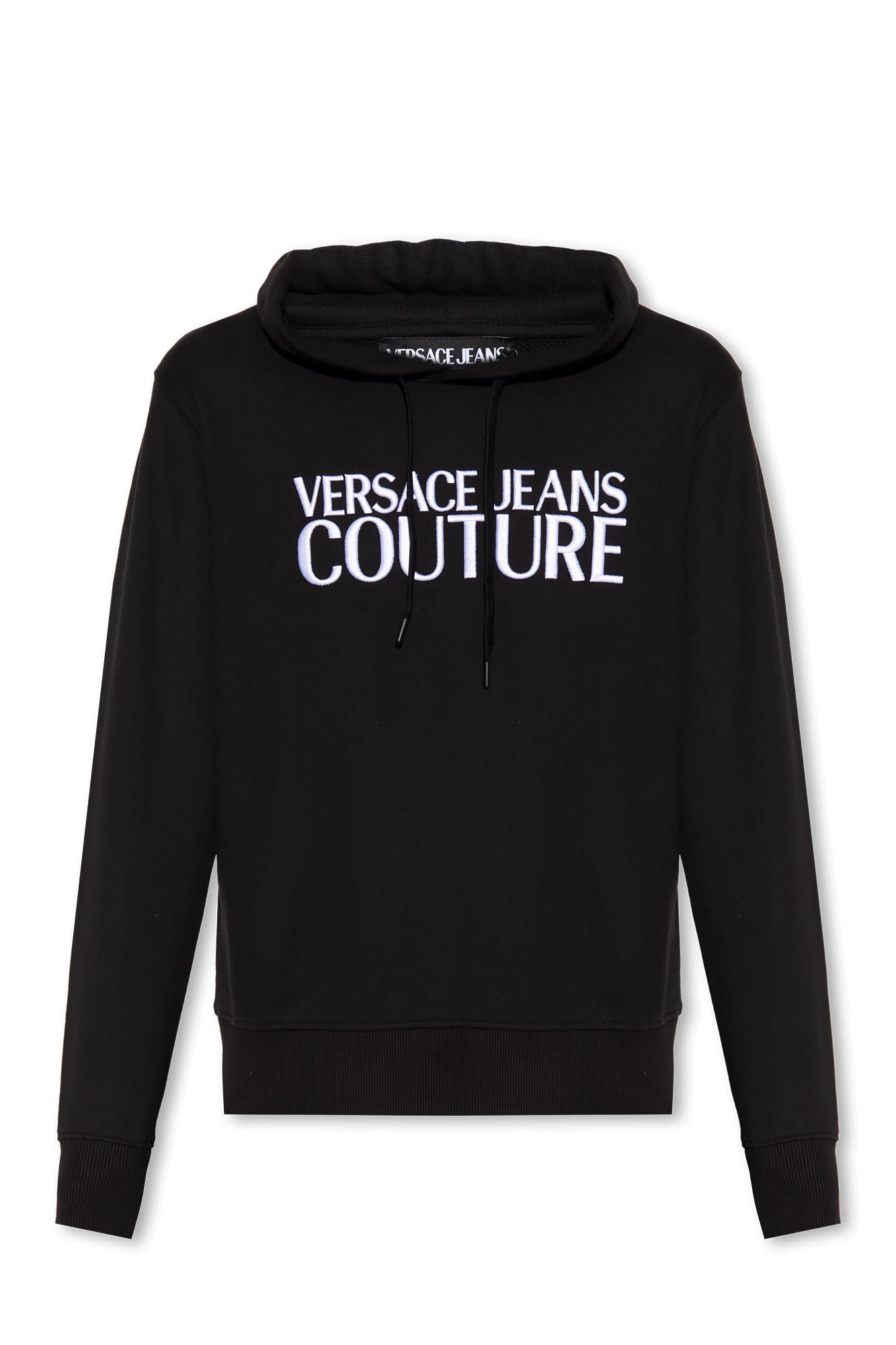 Shop Versace Jeans Couture Hoodie With Logo In Nero