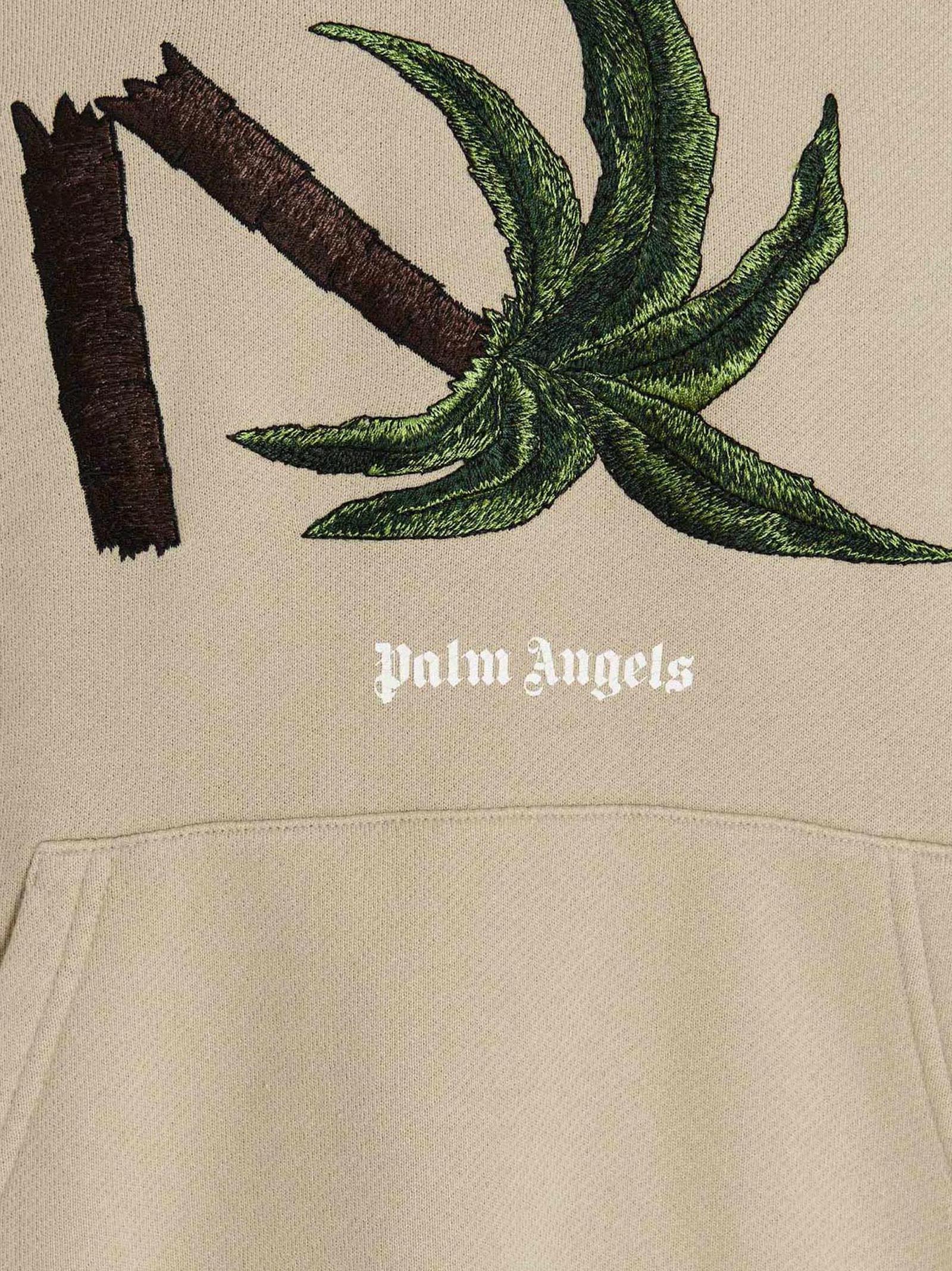 Shop Palm Angels Broken Palm Hoodie In Beige