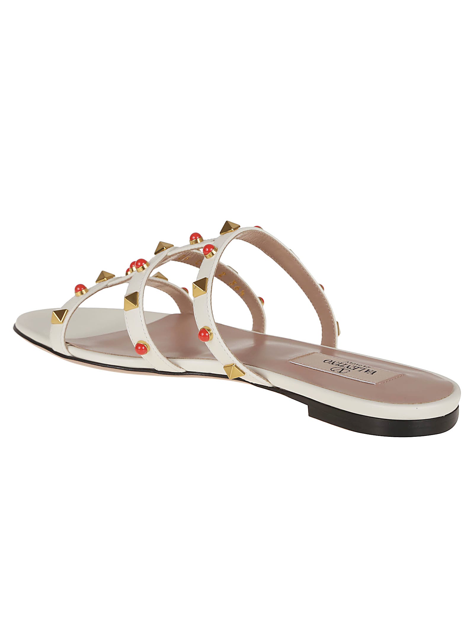 Valentino Rockstud Slide T. 05 In K Ivory Coral Red