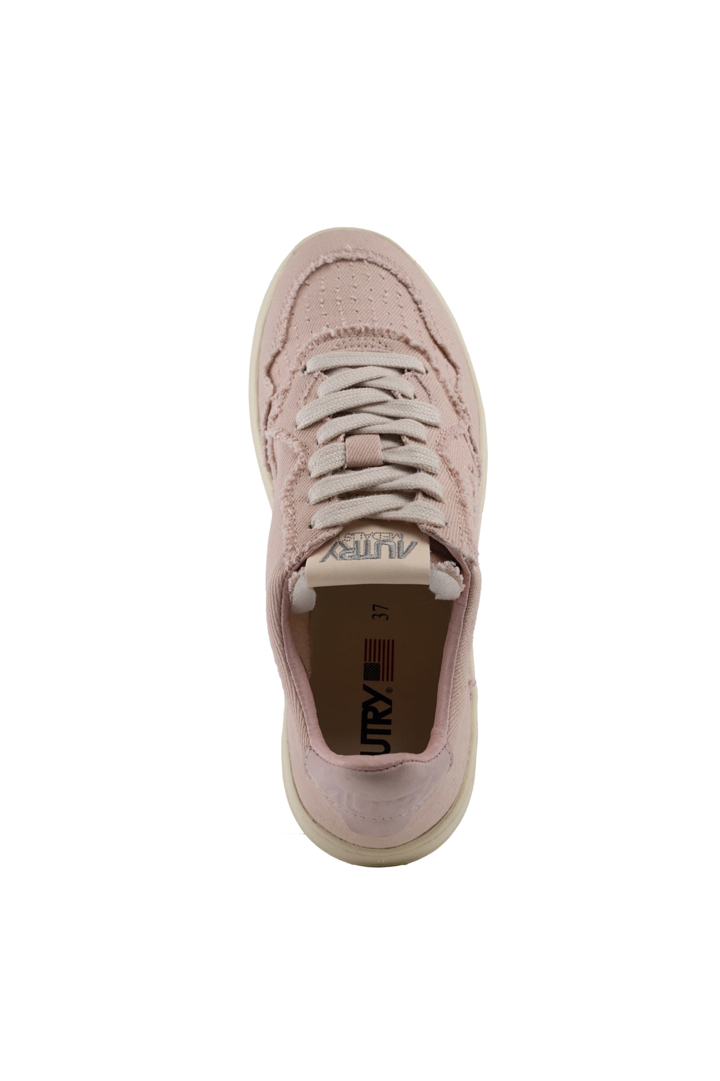 Autry Medalist Low Sneakers In Denim In Peach Whip
