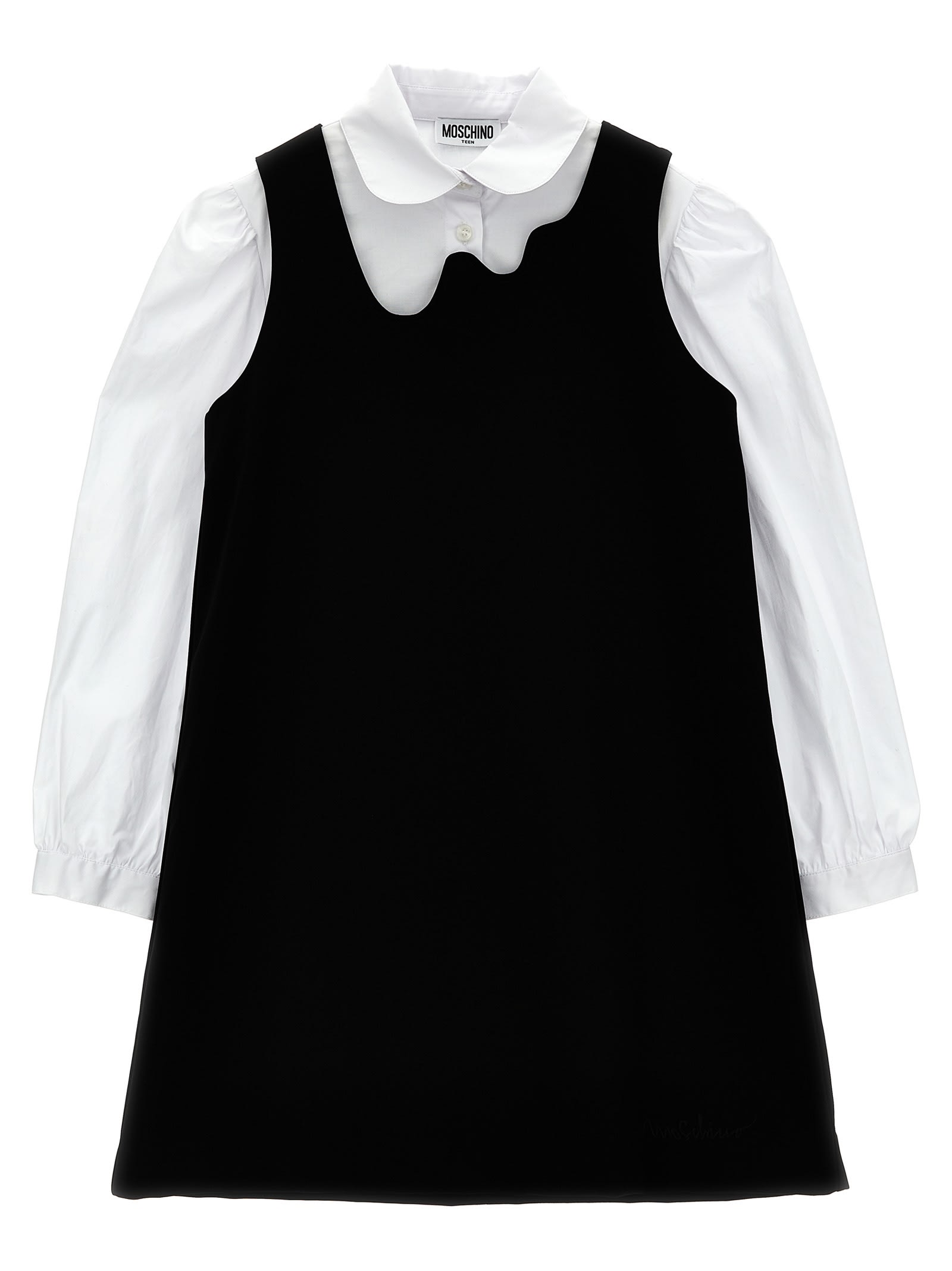 Shop Moschino Logo Dress And Shirt In White/black