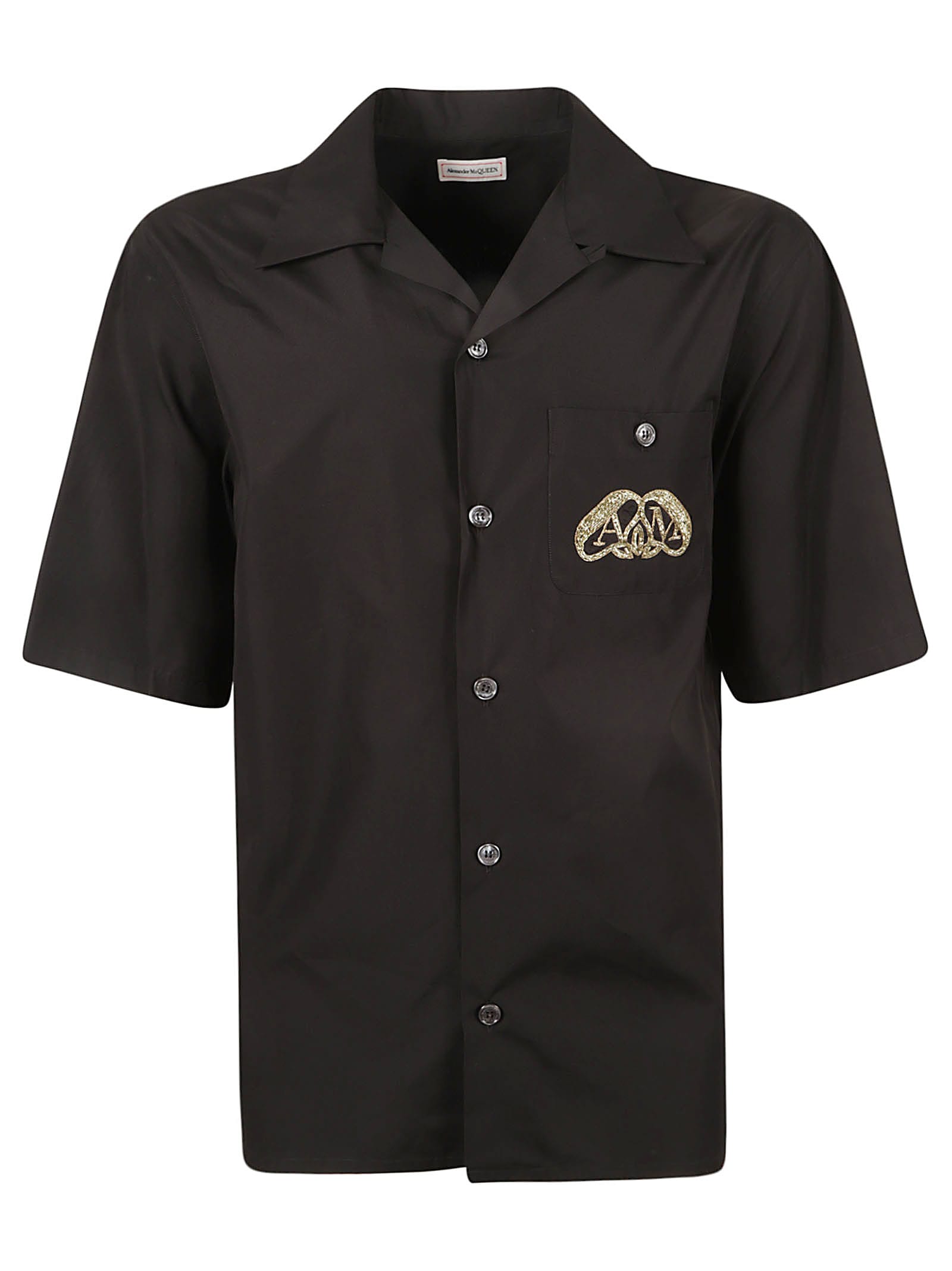Alexander Mcqueen Logo Embroidered Patched Pocket Shirt In Black