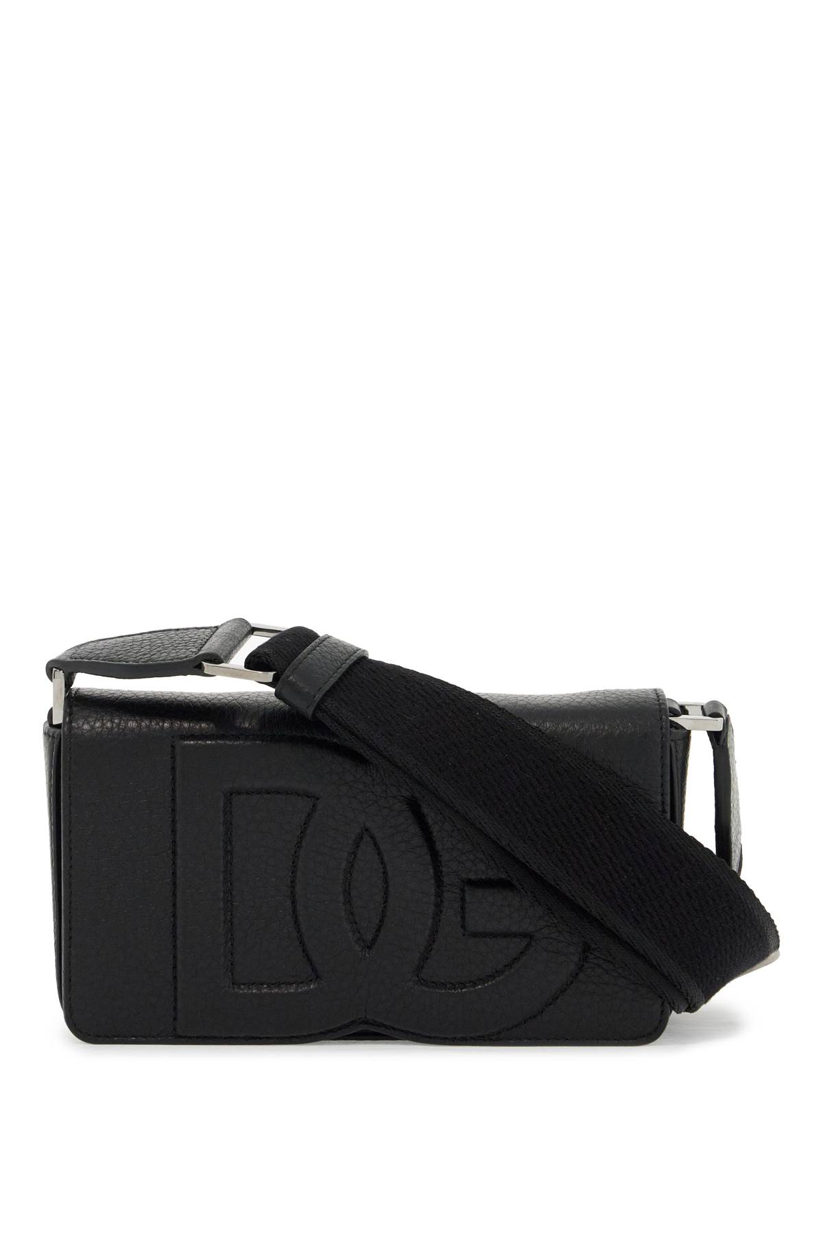 Shop Dolce & Gabbana Mini Leather Crossbody Bag With Shoulder Strap. In Nero (metallic)