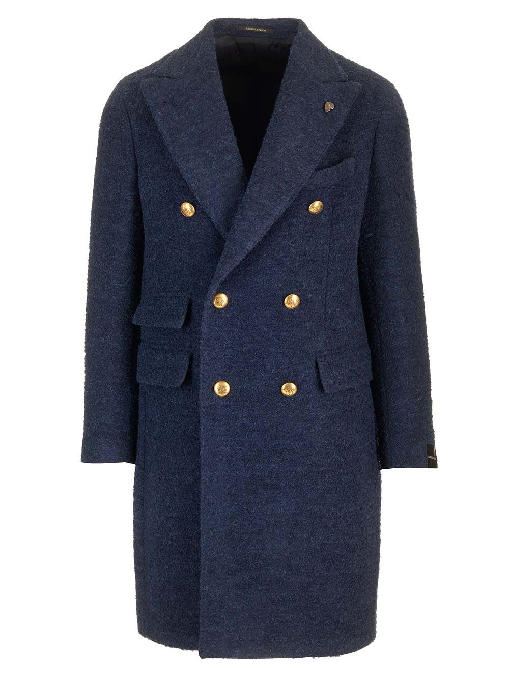 Shop Gabriele Pasini Double-breasted Coat In Boucle In Blue