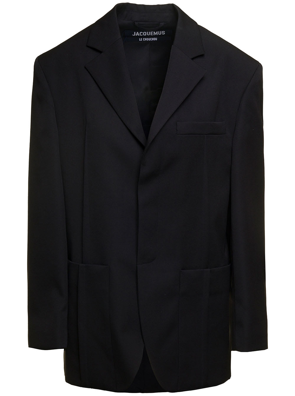 Jacquemus La Veste Dhomme Black Single-breasrted Jacket With Welt Pockets In Wool Woman