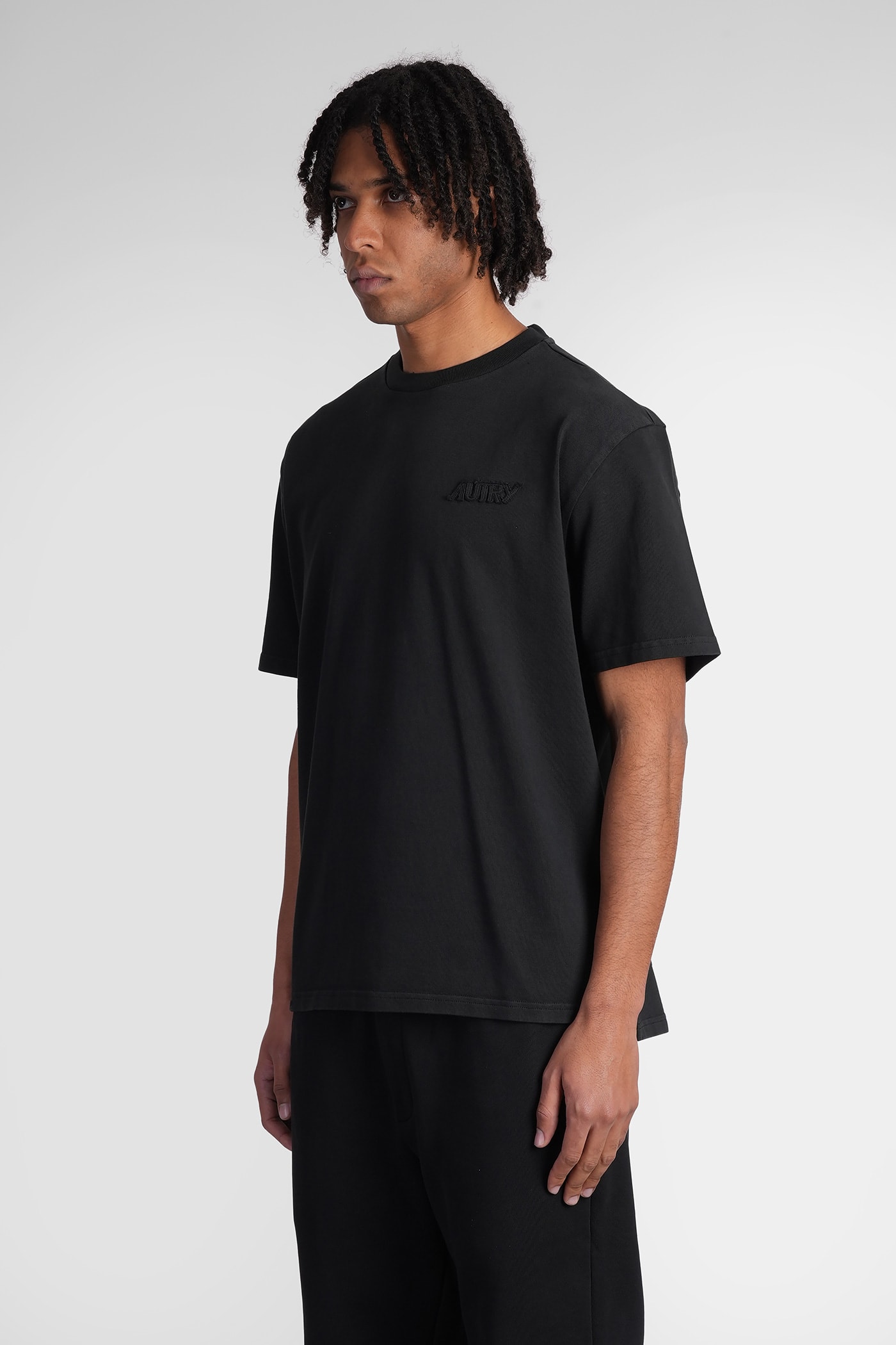 AUTRY T-SHIRT IN BLACK COTTON 