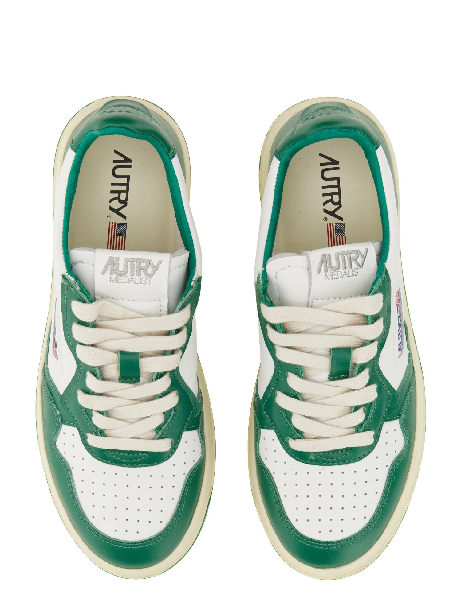 Autry Leather Medalist Low Sneakers In Green