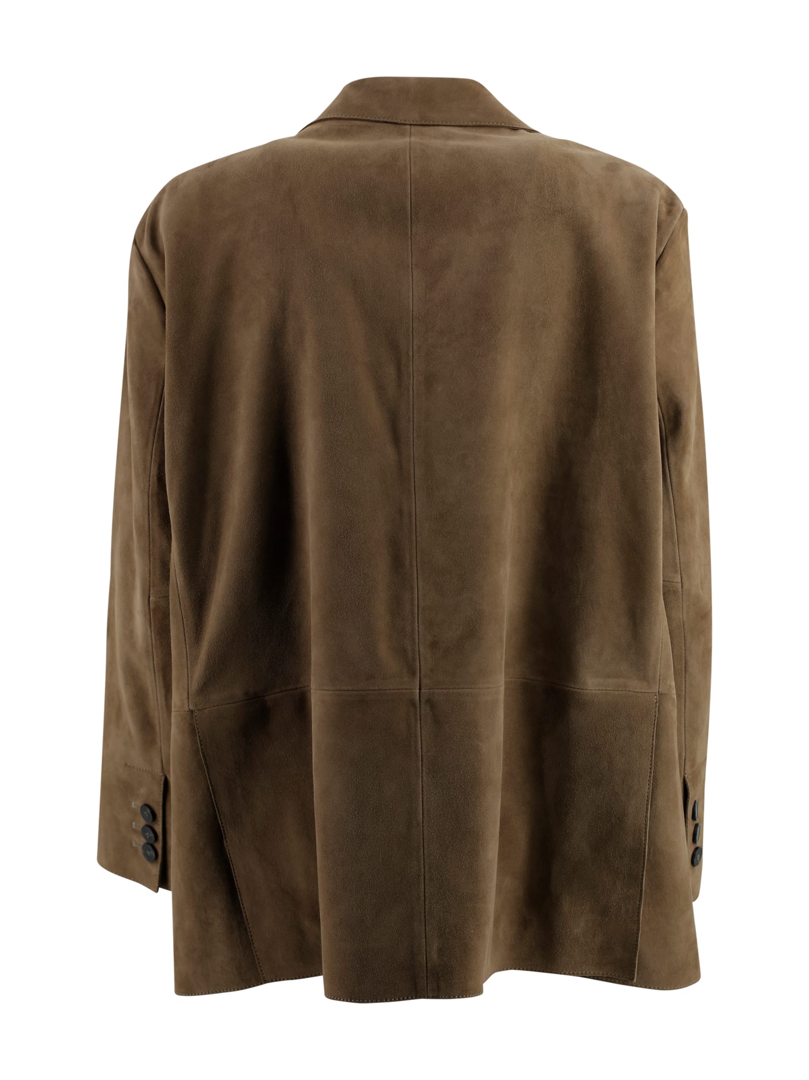Weekend Max Mara Single-breasted Blazer In Soft Suede In Brown