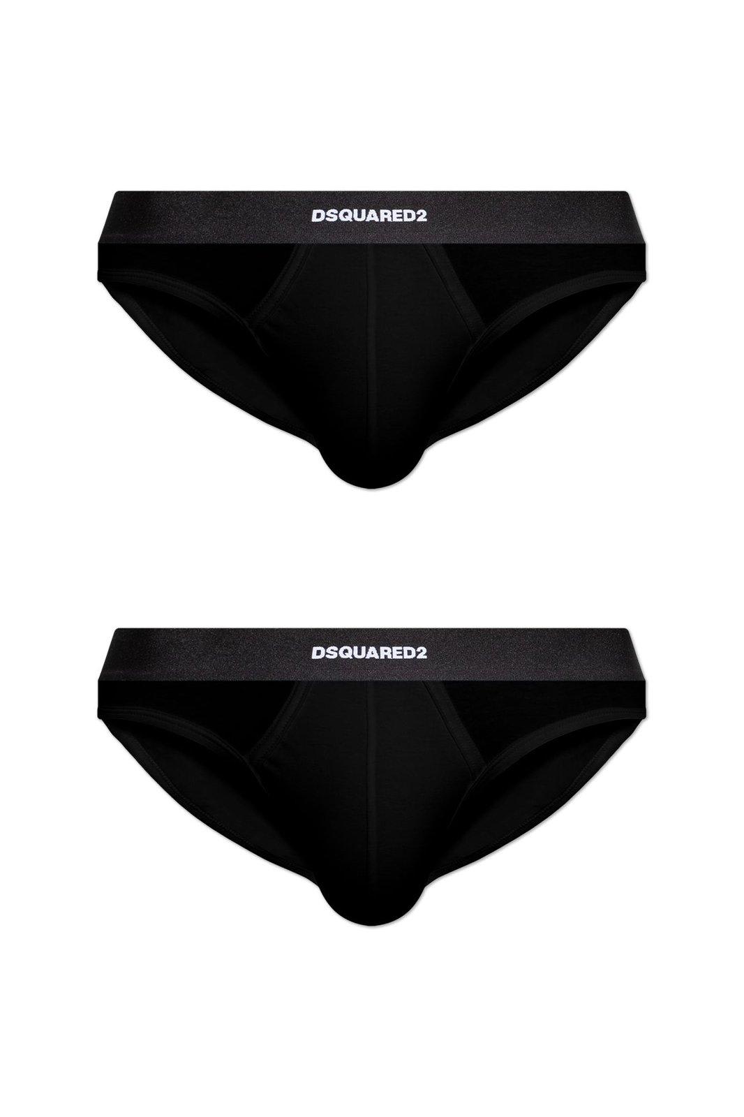 Dsquared2 Logo Waistband Two-pack Briefs In Black