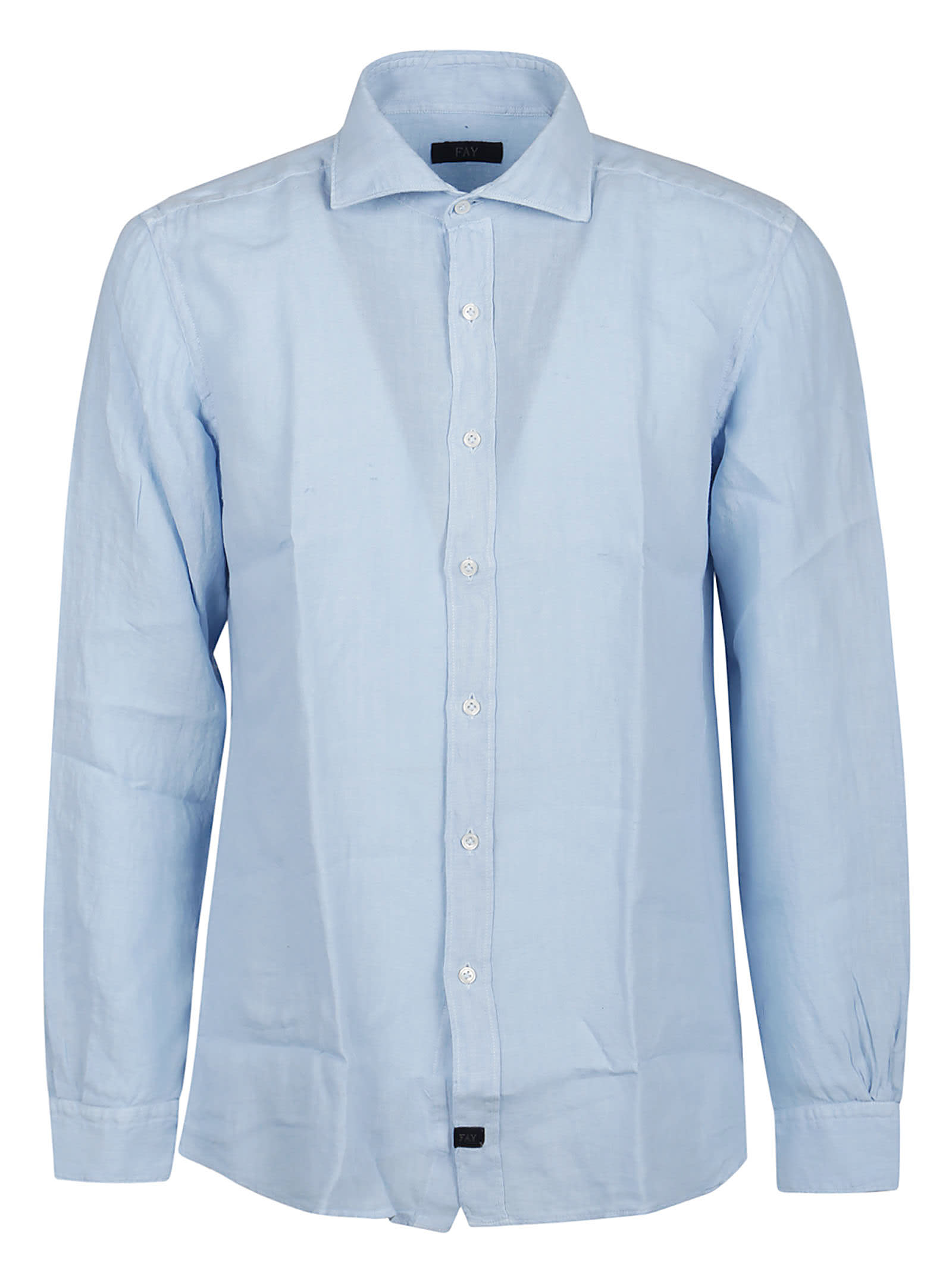 Fay Long Sleeve French Collar Shirt In Blu Navy