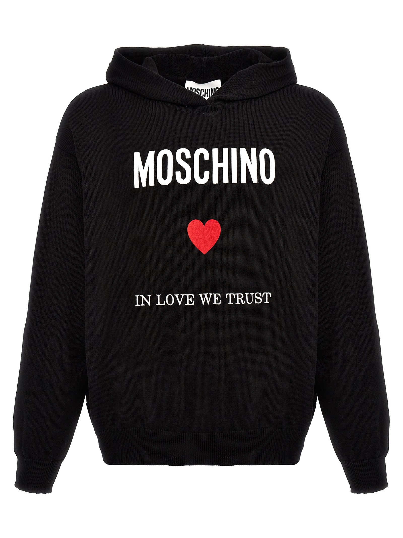 Shop Moschino In Love We Trust Hoodie In Black