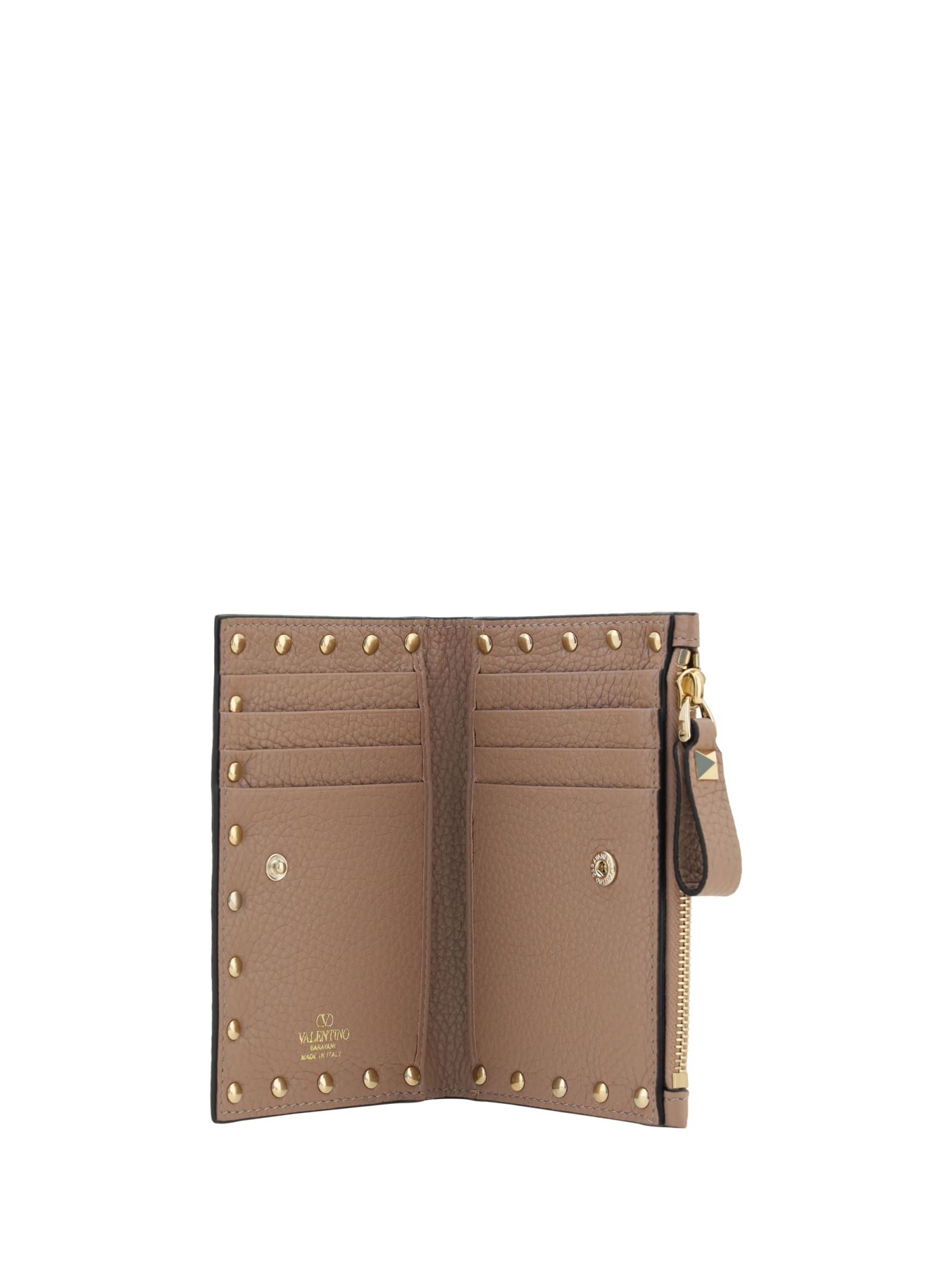 Shop Valentino Garavani Rockstud Wallet In Poudre