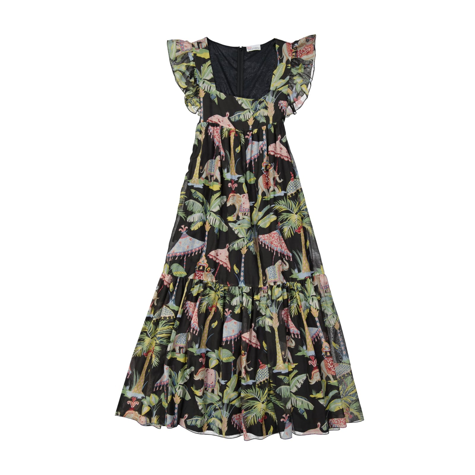 Shop Red Valentino Red Cotton Printed Dress In Black