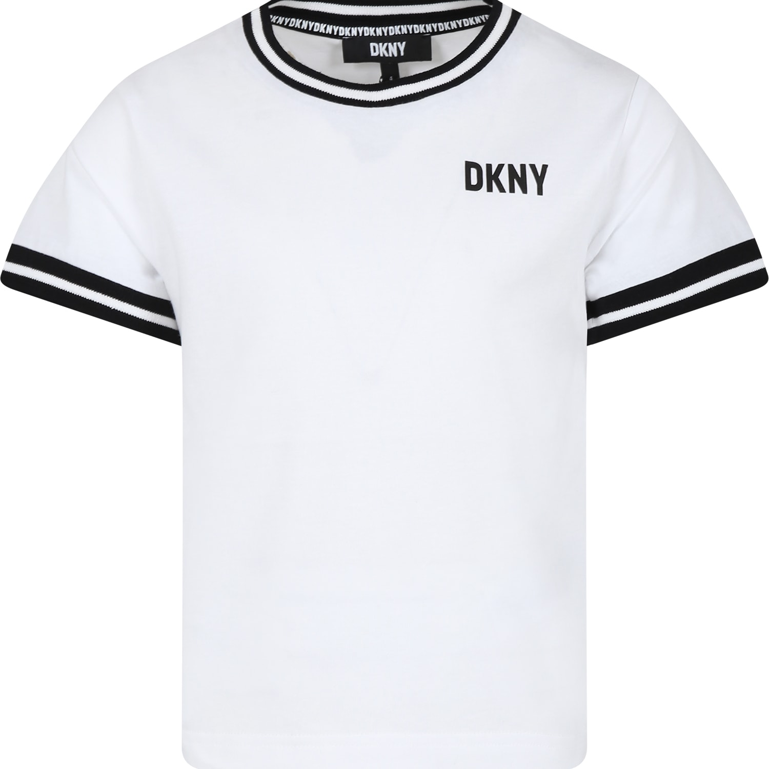 Dkny Kids' White T-shirt For Girl With Logo