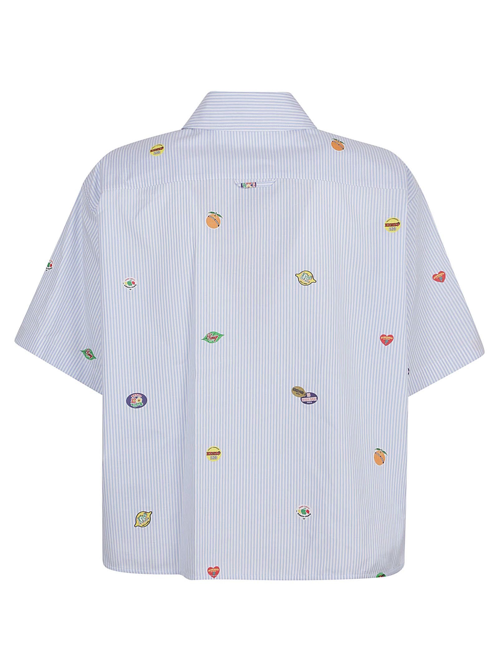 Shop Kenzo Cotton Poplin Shirt In Sky Blue