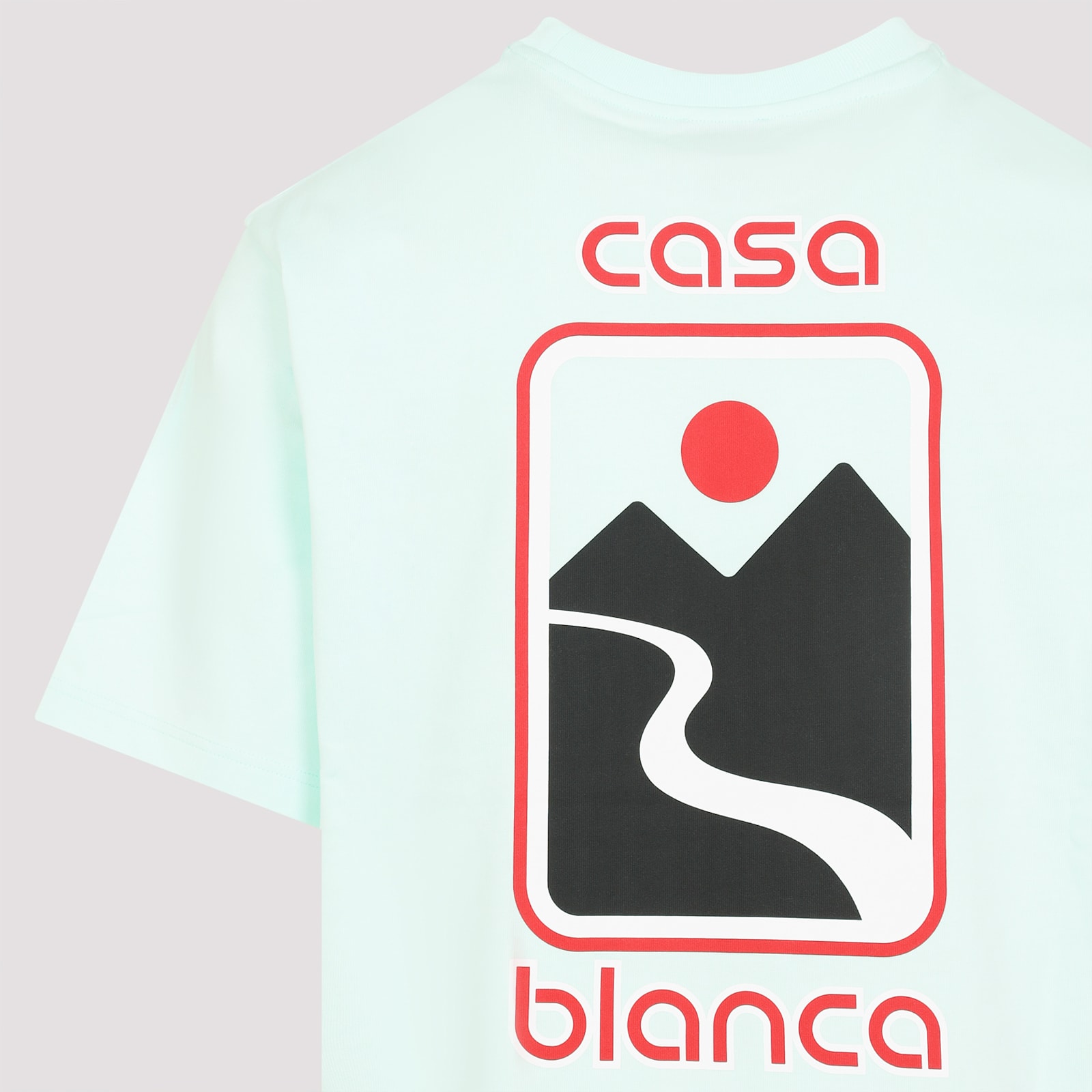 Casablanca Green T-shirt With Crewneck And Logo On The Front And Maxi Logo On The Back In Blue