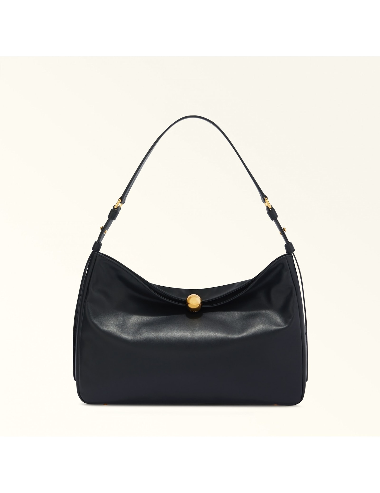 Shop Furla Sfera Soft L Shoulder Bag In Black Leather In Nero