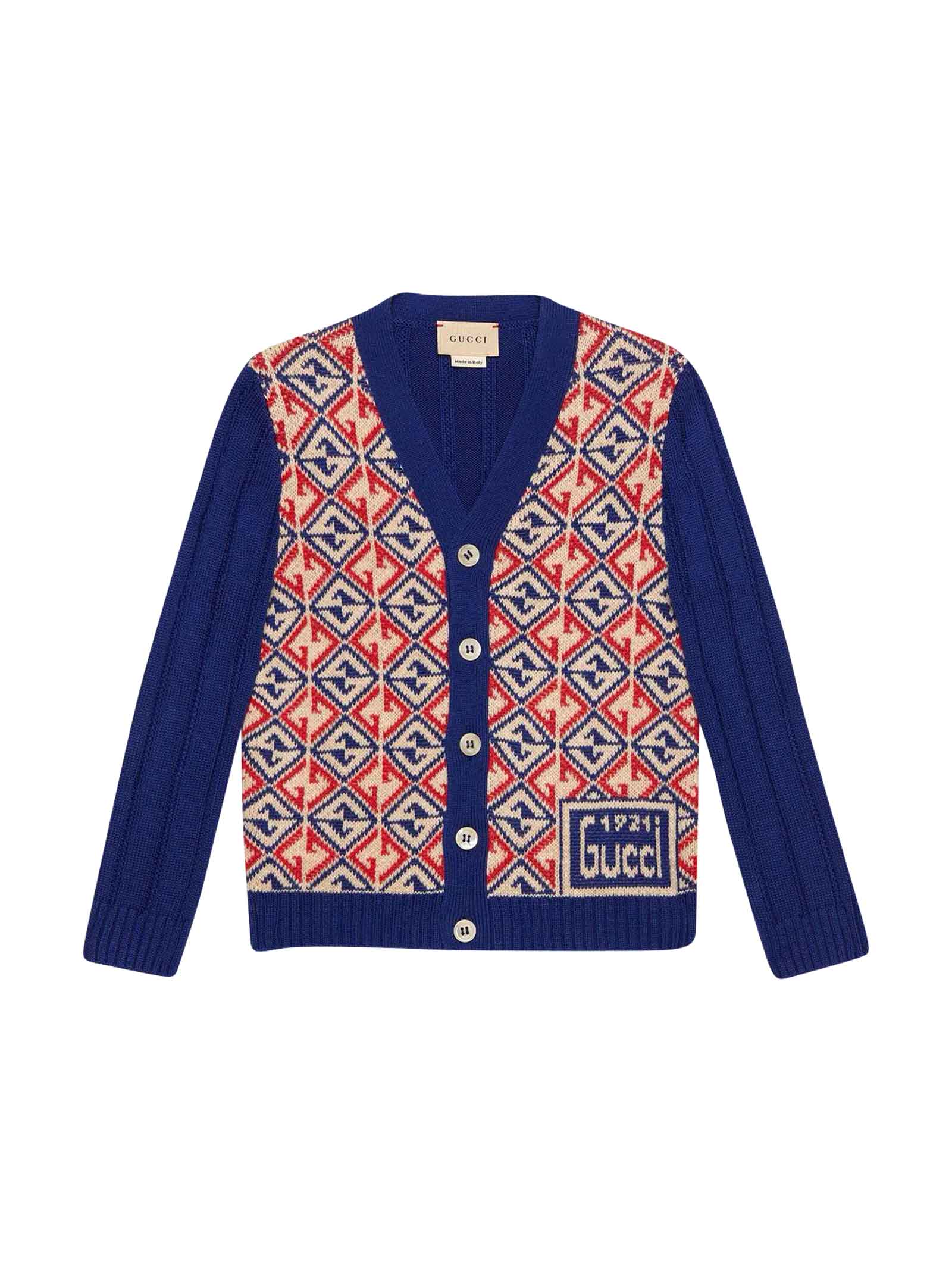 Gucci Blue And Red Cardigan