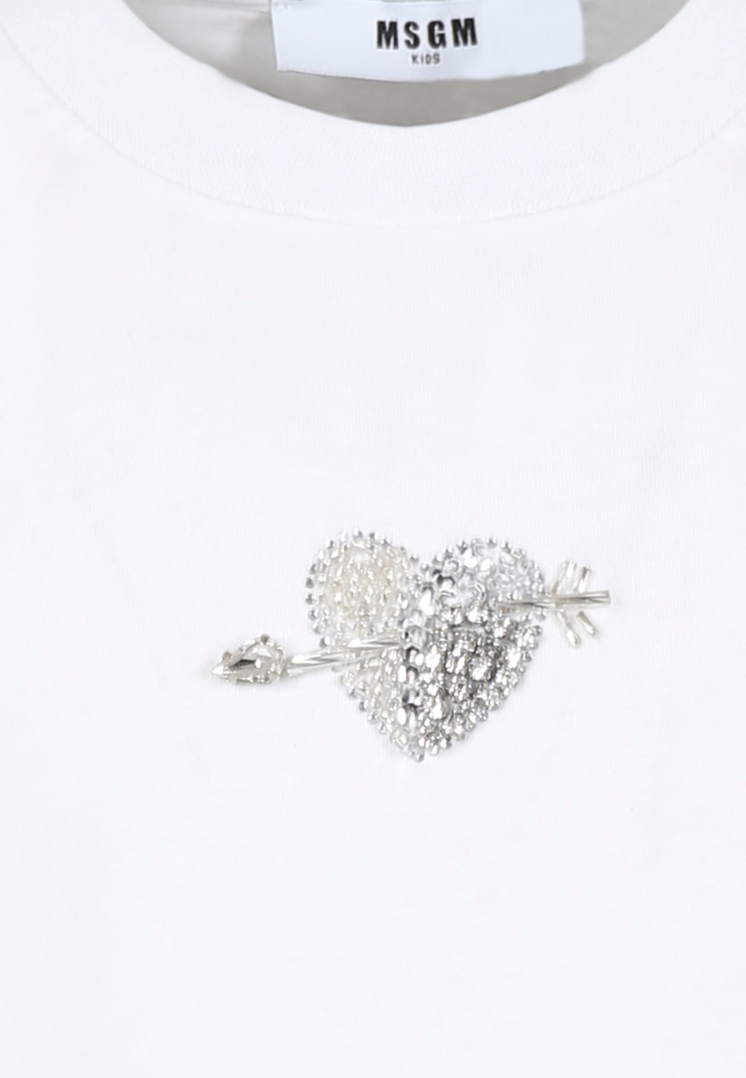 Msgm White T-shirt For Girl With Heart In White
