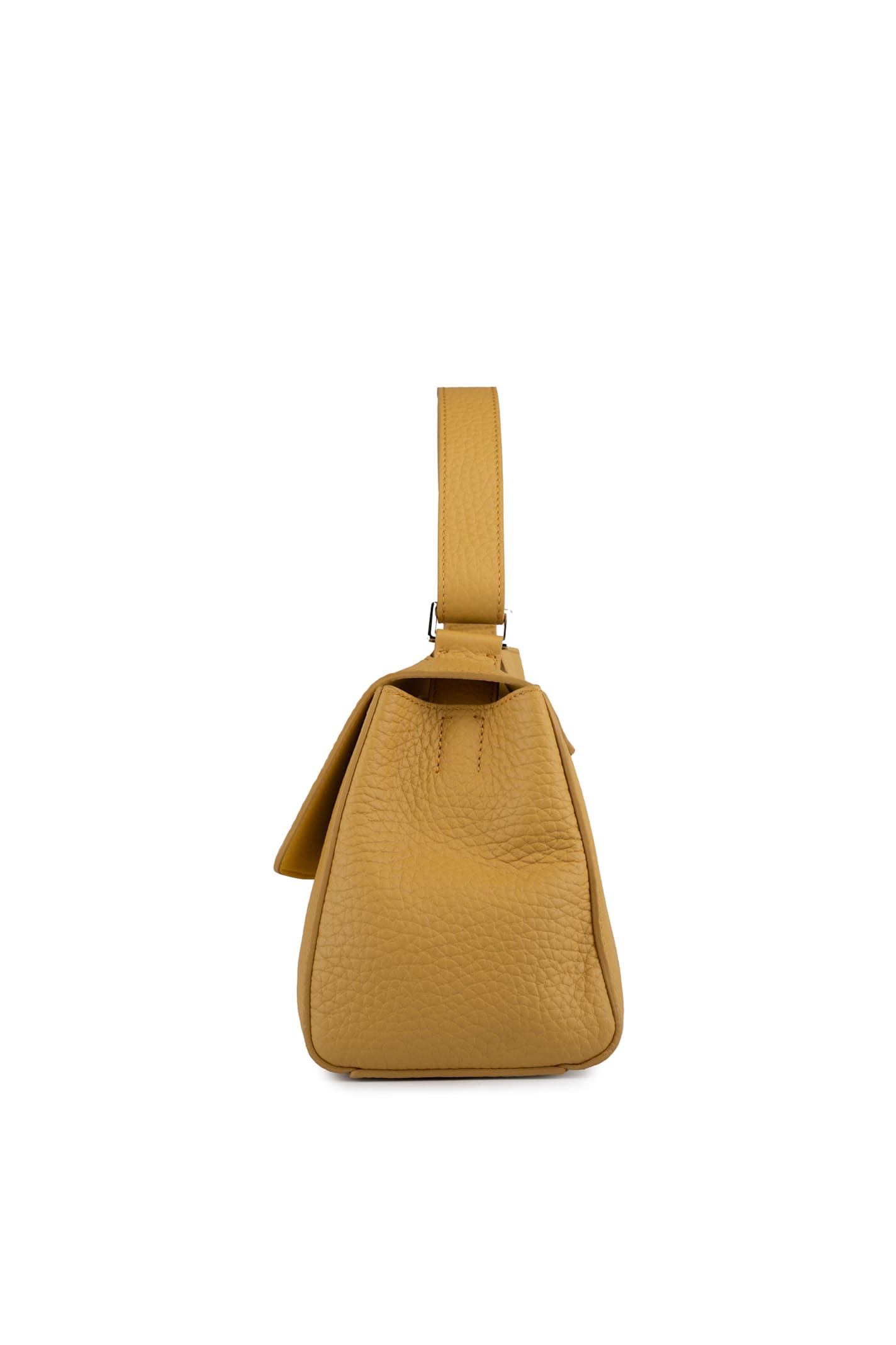 Shop Orciani Sveva Longuette Soft Tote Bag In Leather In Giallo