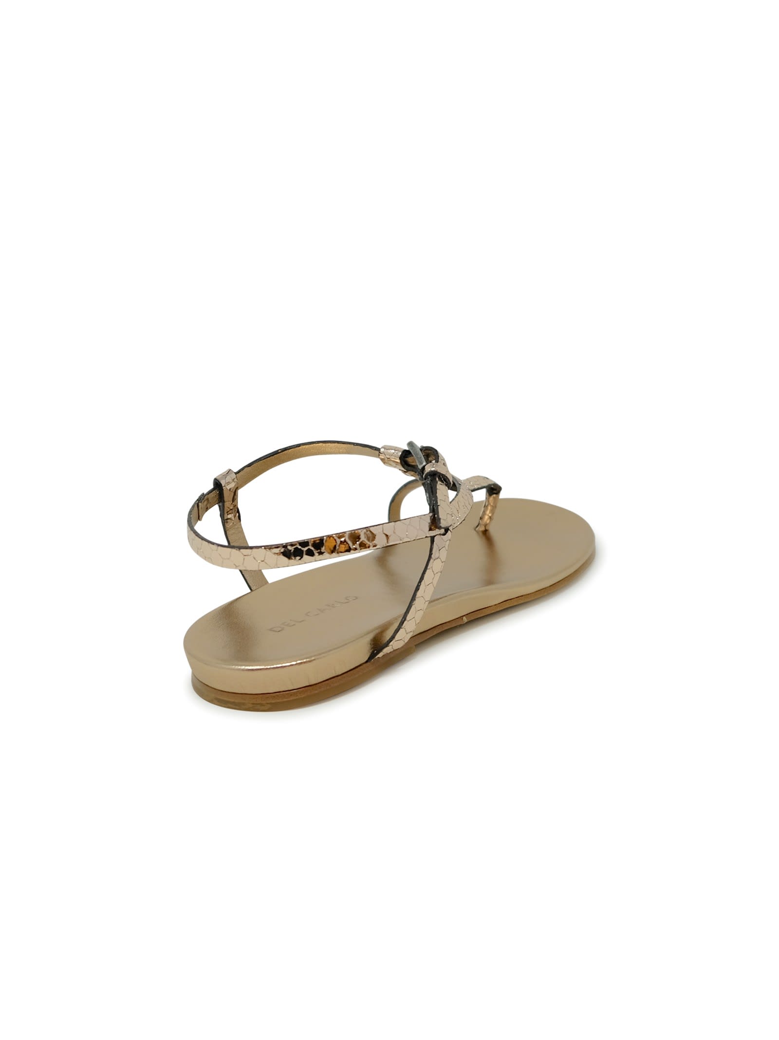 Shop Del Carlo Roberto  Leather Flat Sandals In Bronze