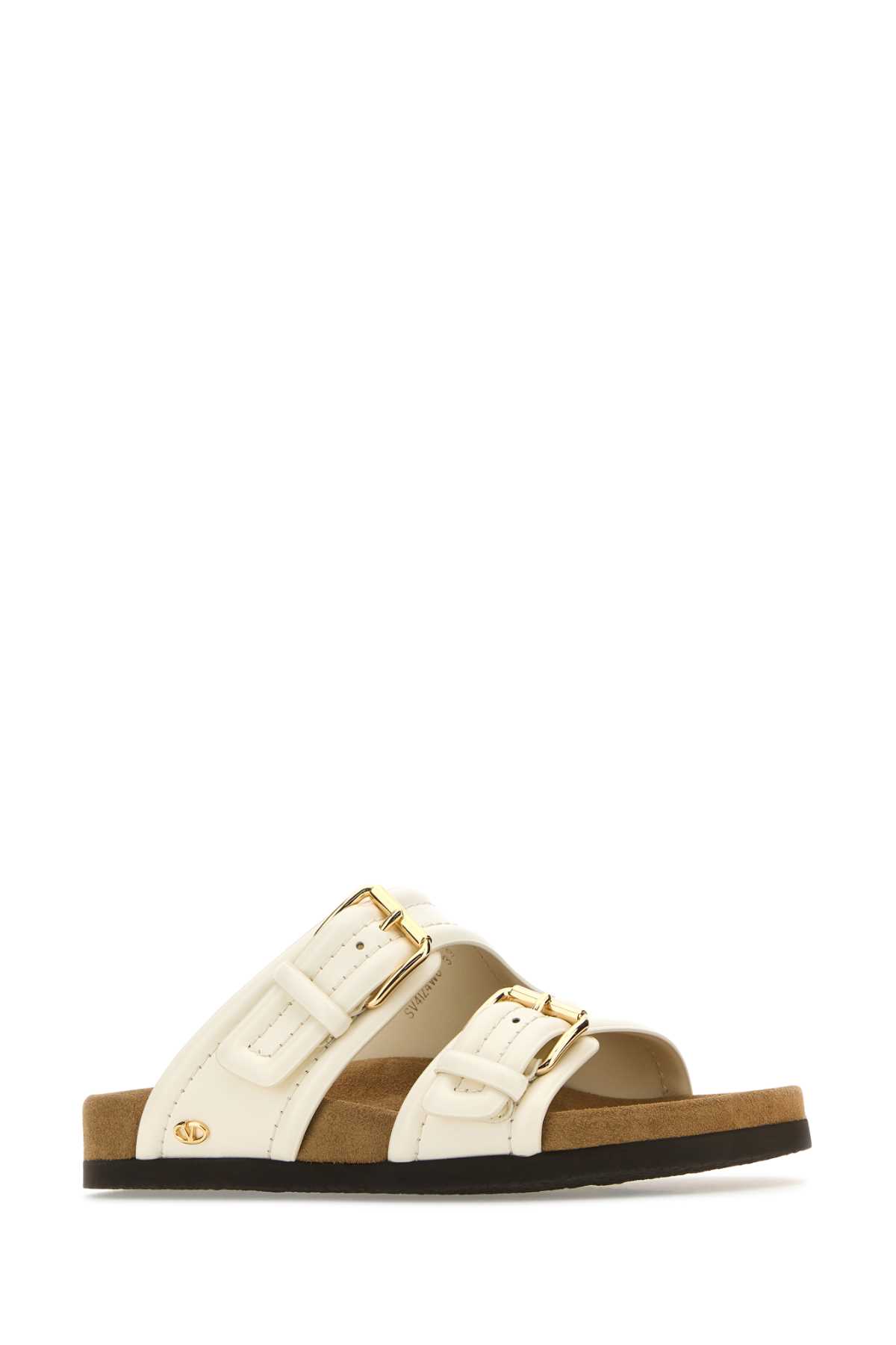 Shop Valentino Ivory Leather Fussfriend Slippers In Ivorysigaro