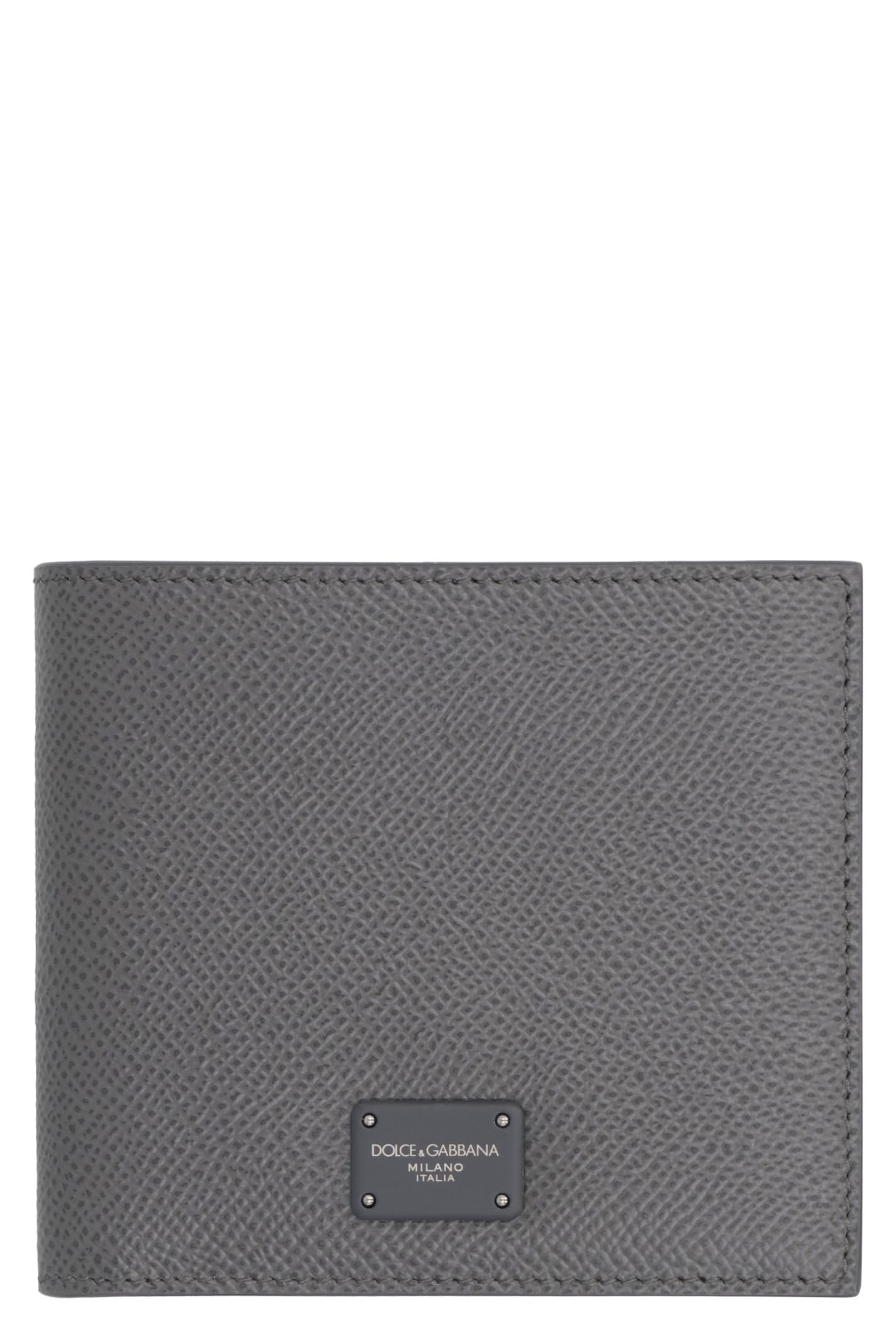 Shop Dolce & Gabbana Leather Flap-over Wallet In Grey