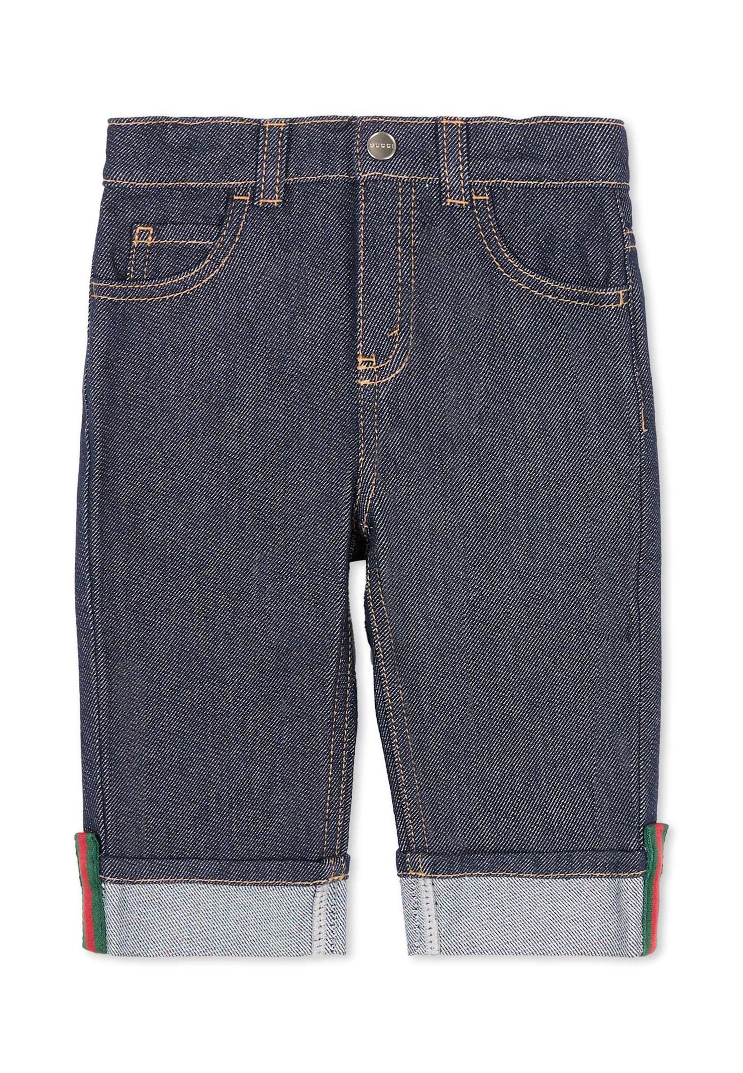 Gucci Denim Jeans For Babykids With Web Detail In Blue
