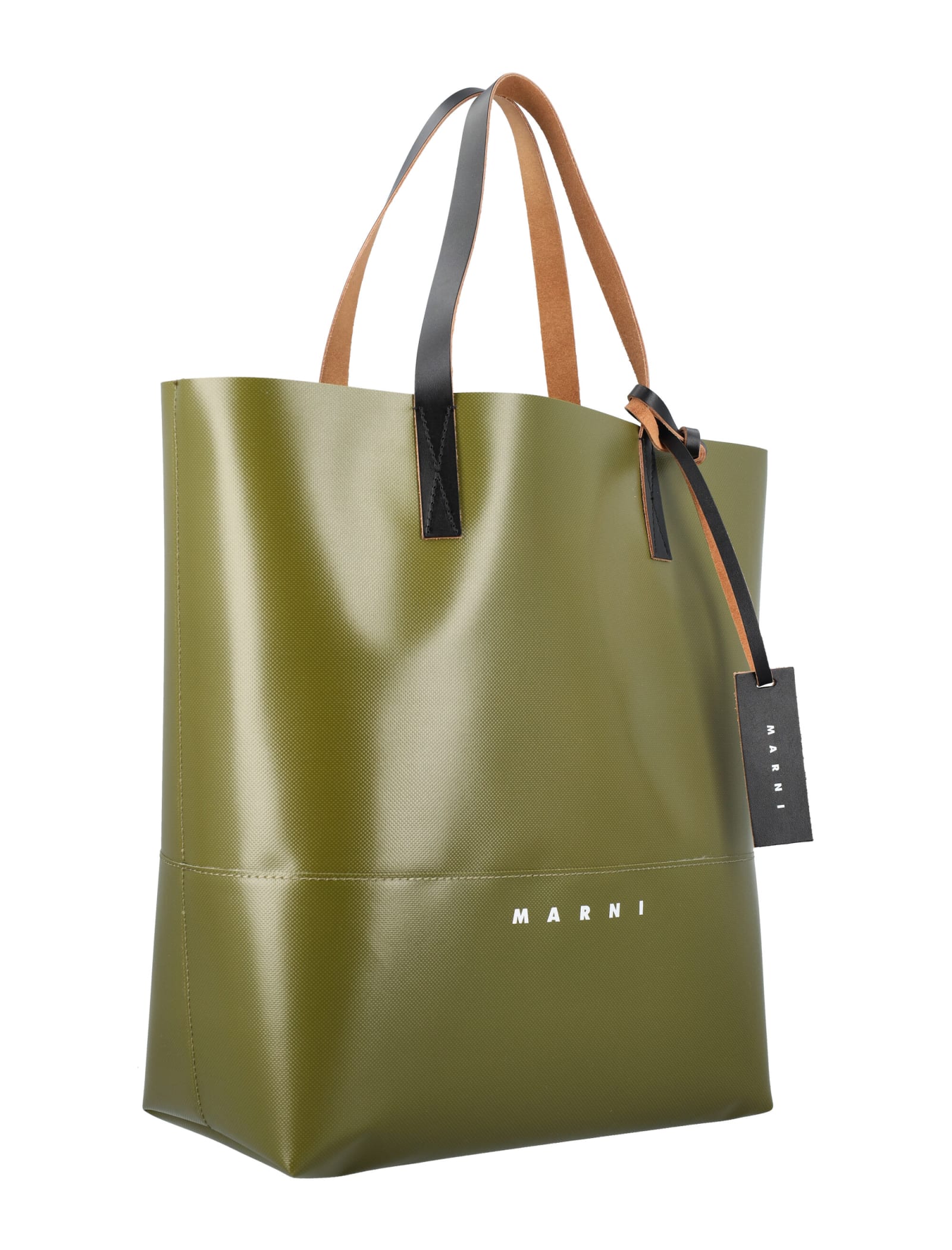 Shop Marni Tribeca Shopping Bag In Military Green