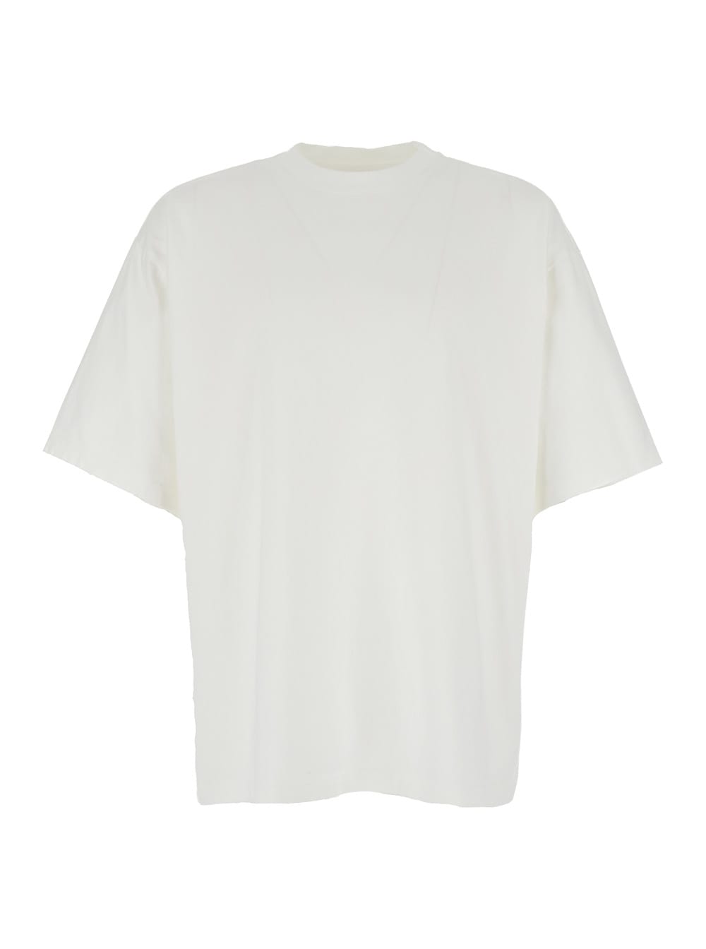 White Crew Neck T-shirt In Cotton Man
