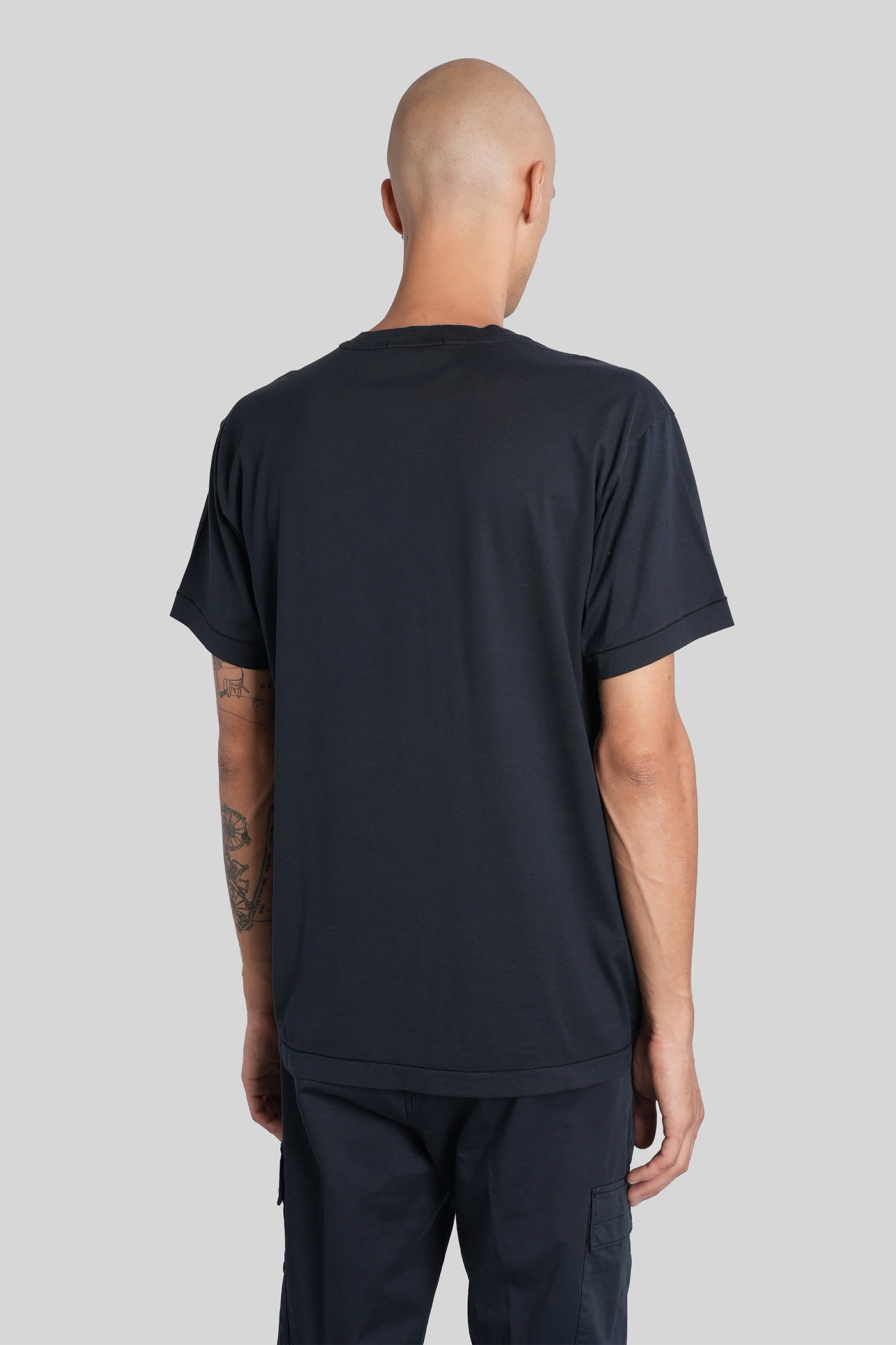 Stone Island Timeless Round Neck T-shirt With Subtle Logo Detail In Blue