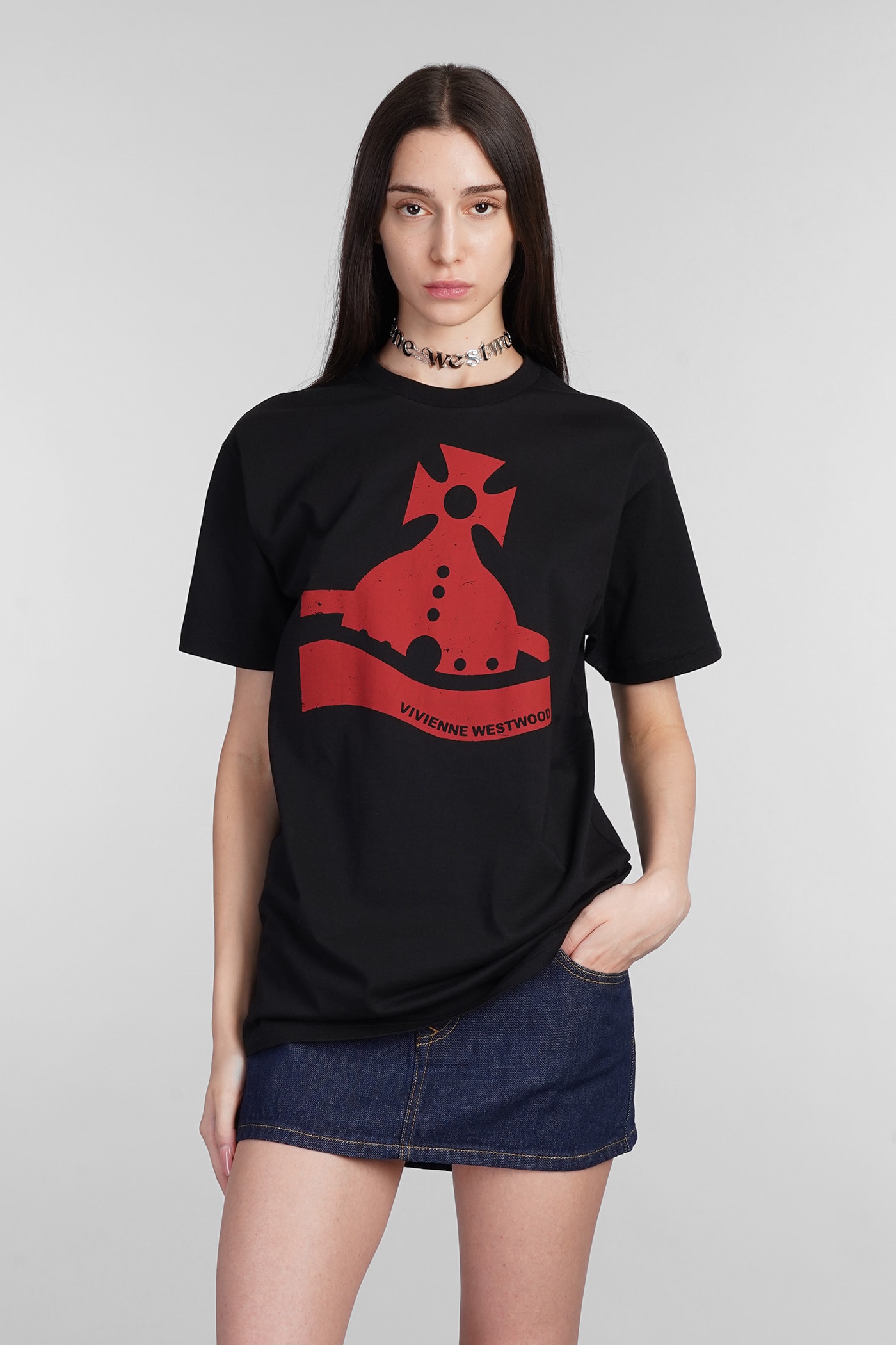 Vivienne Westwood Sunken Orb T-shirt In Black Cotton