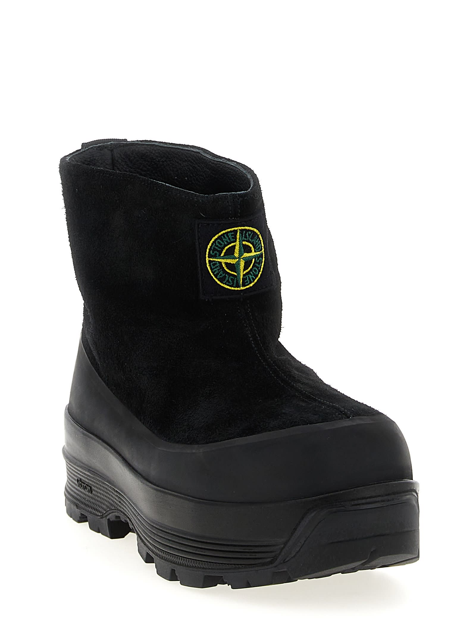 Stone Island Suede Ankle Boots In Black