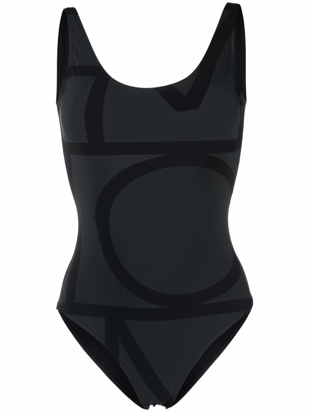 Totême Monogram Swimsuit In Black Monogram