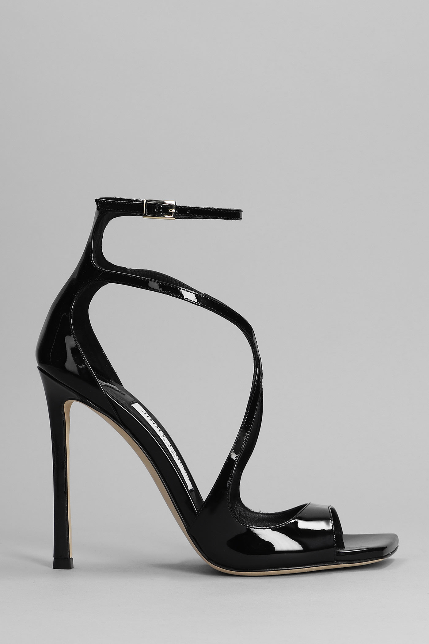 Jimmy Choo Azia 110 Sandals In Black Patent Leather