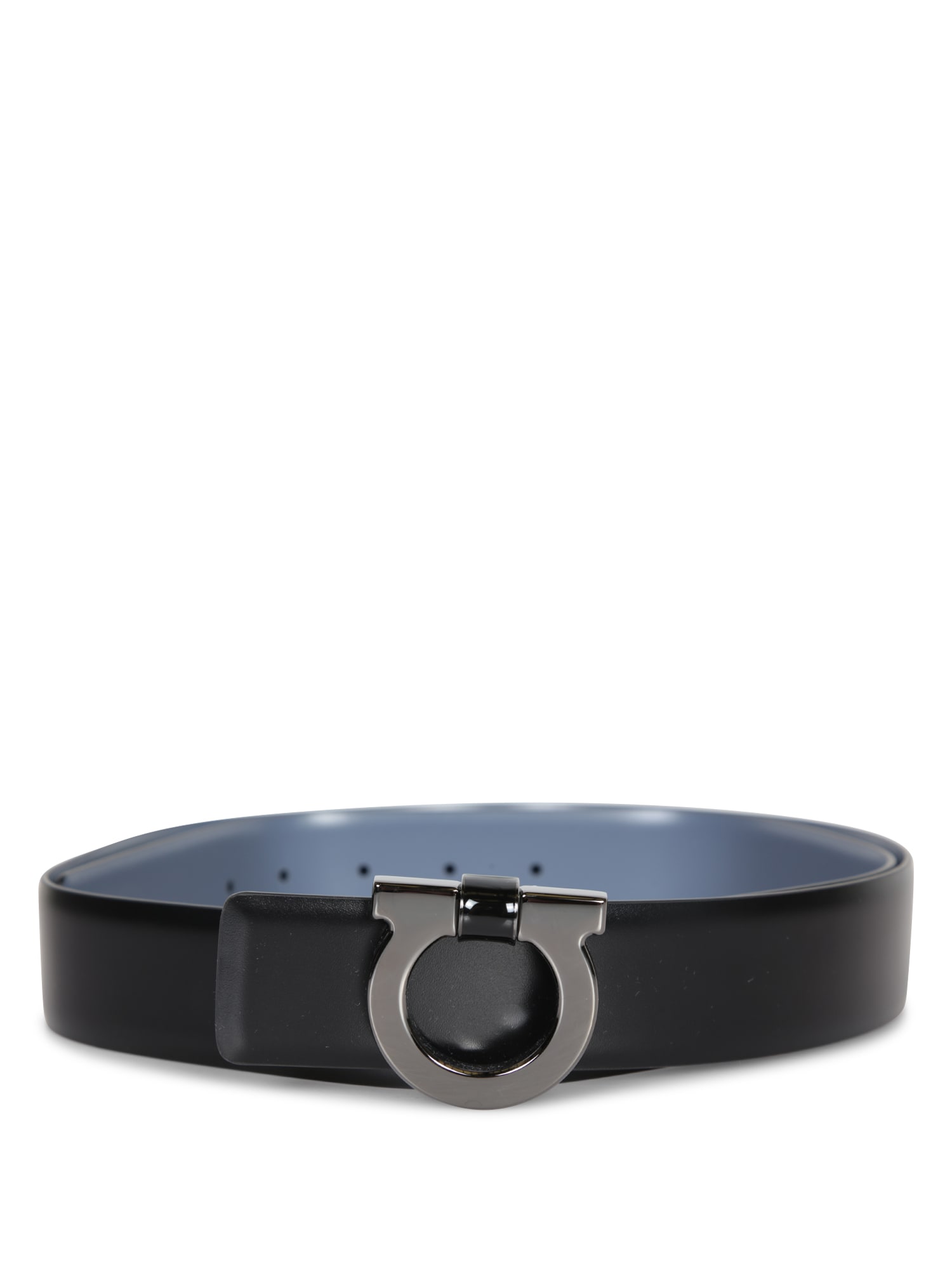 Ferragamo Black Graphite Belt In Black