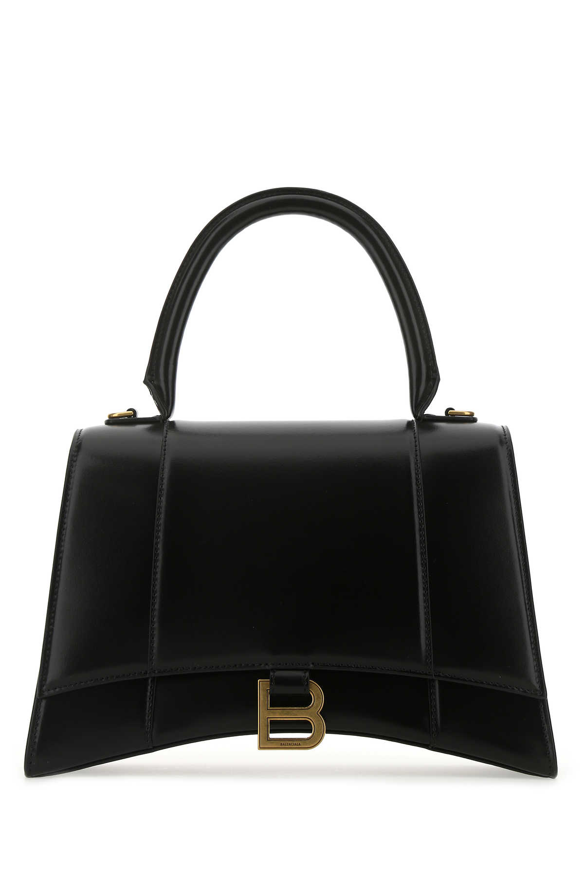 Shop Balenciaga Black Leather Medium Hourglass Handbag In 1000