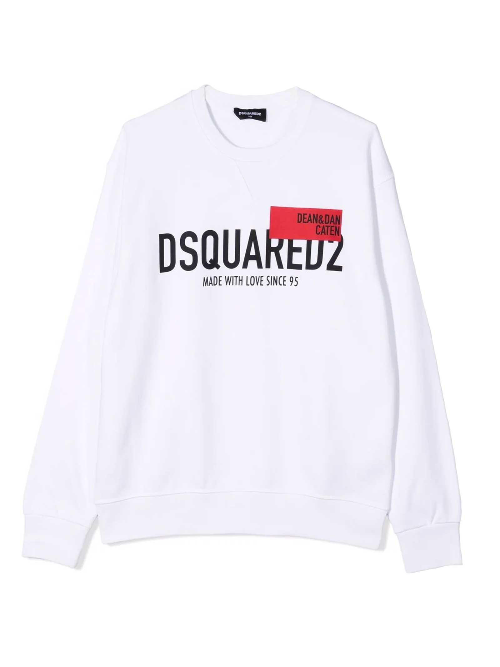 Dsquared2 White Sweatshirt With Print Dsquared Kids