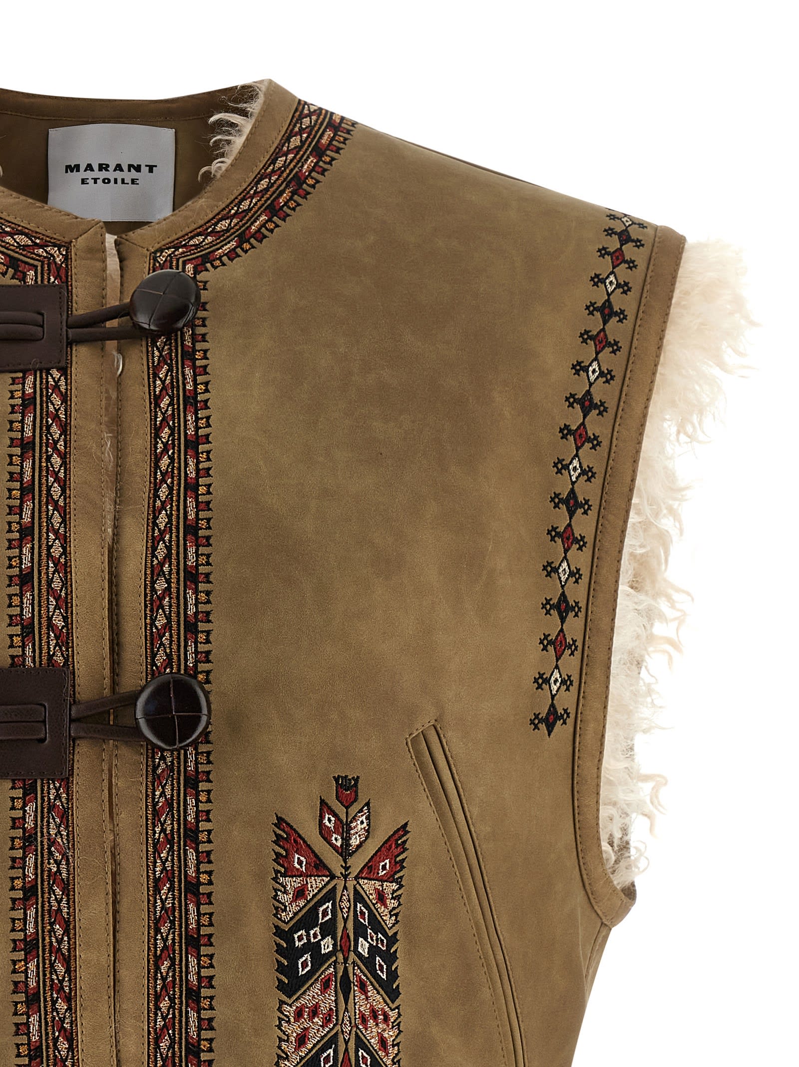 Isabel Marant Étoile Isabel Marant Etoile Clemencia Suede Short Vest With Shearling Lining In Multi