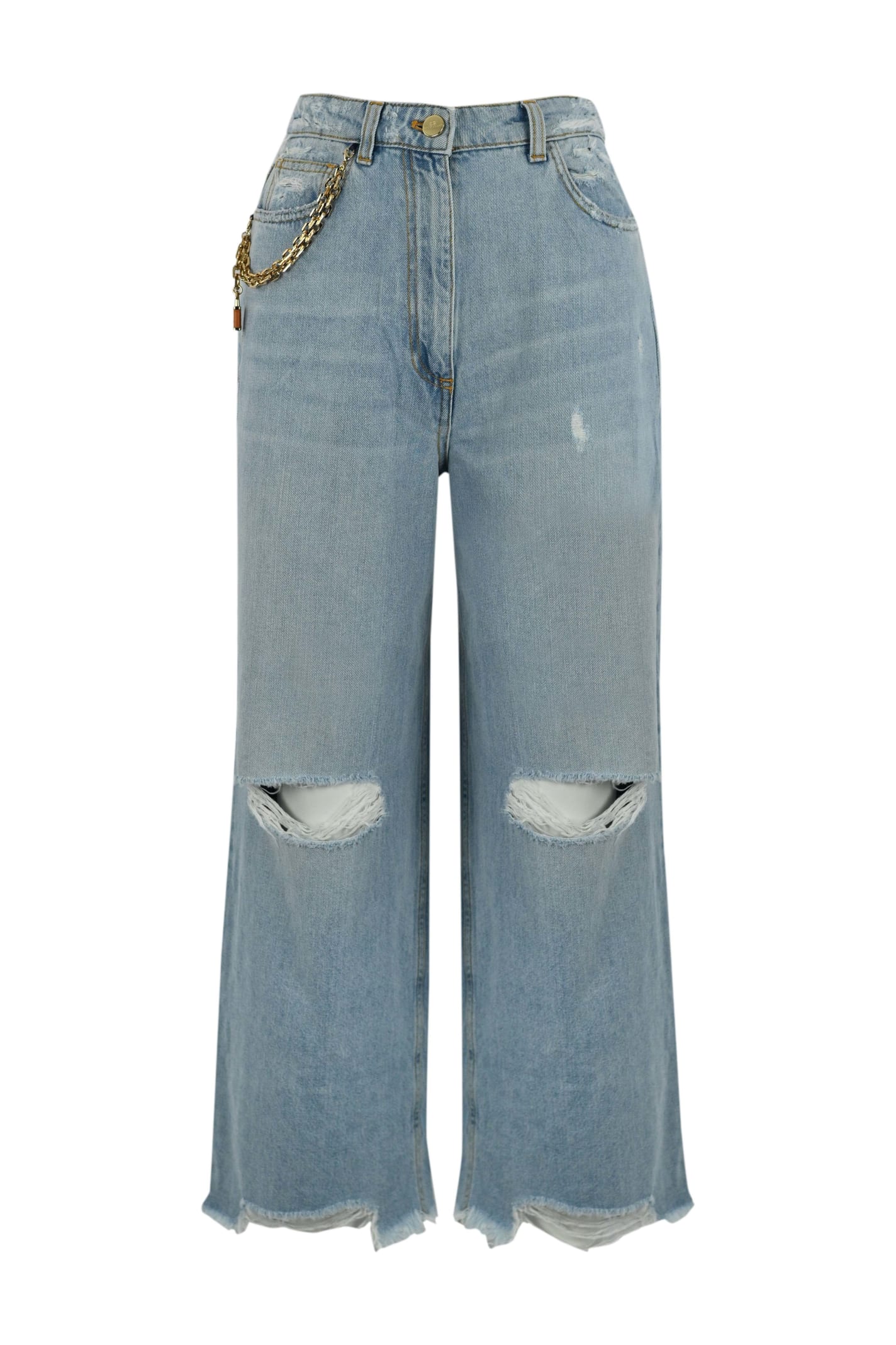 Elisabetta Franchi Jeans With Cropped Ripped Details