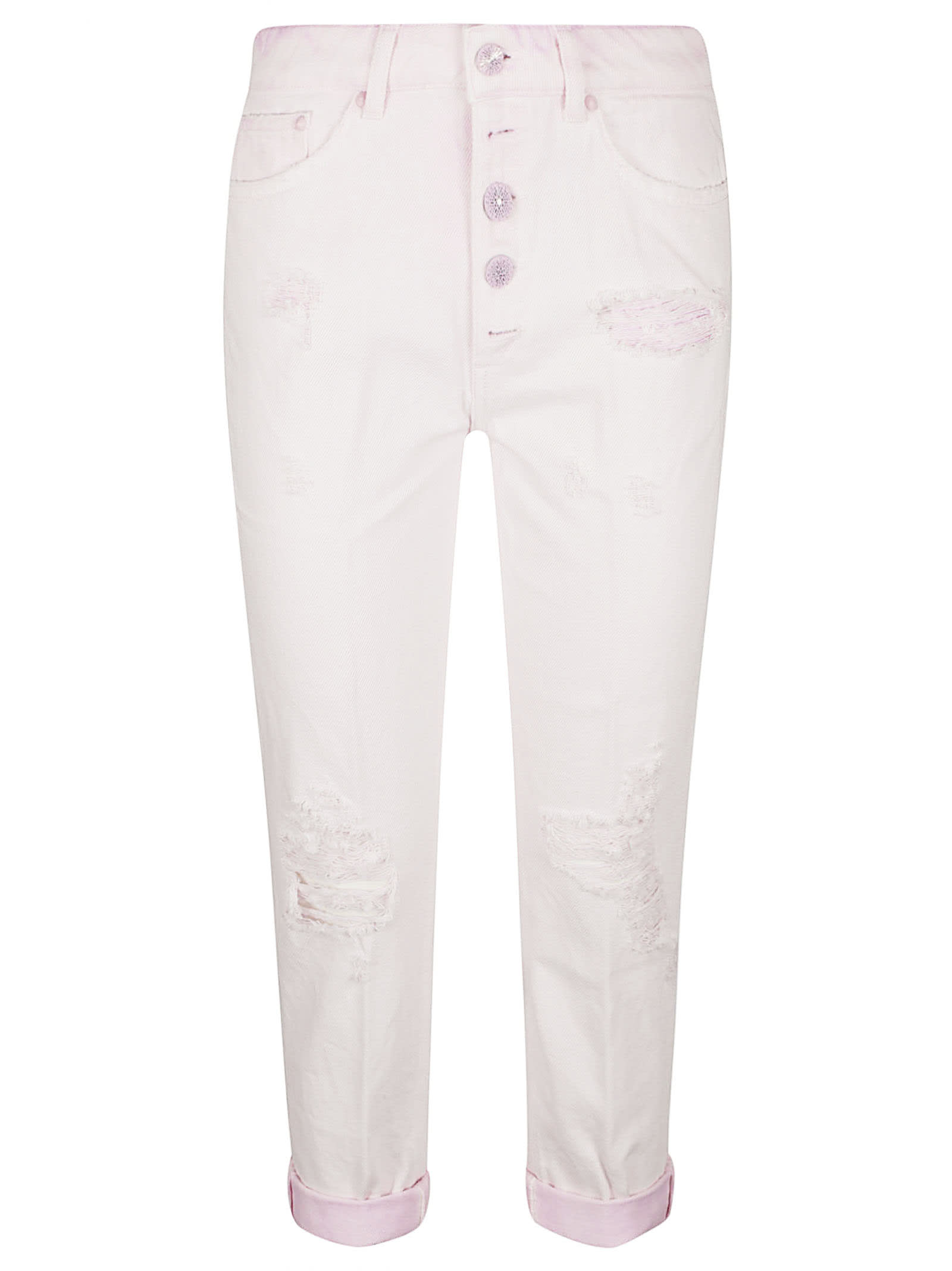 Shop Dondup Buttoned Cropped Jeans In Malva