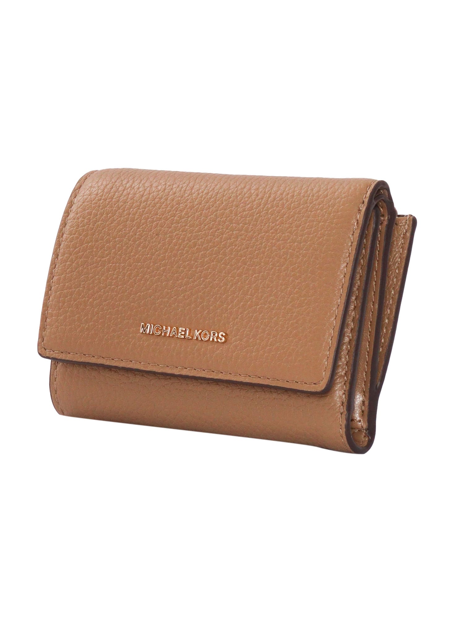 Michael Kors Tri-fold Leather Wallet In Brown