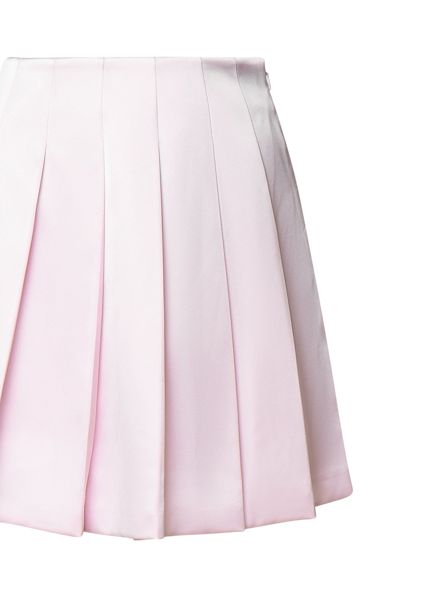 Shop Self-portrait Satin Miniskirt With Pleats In Pink